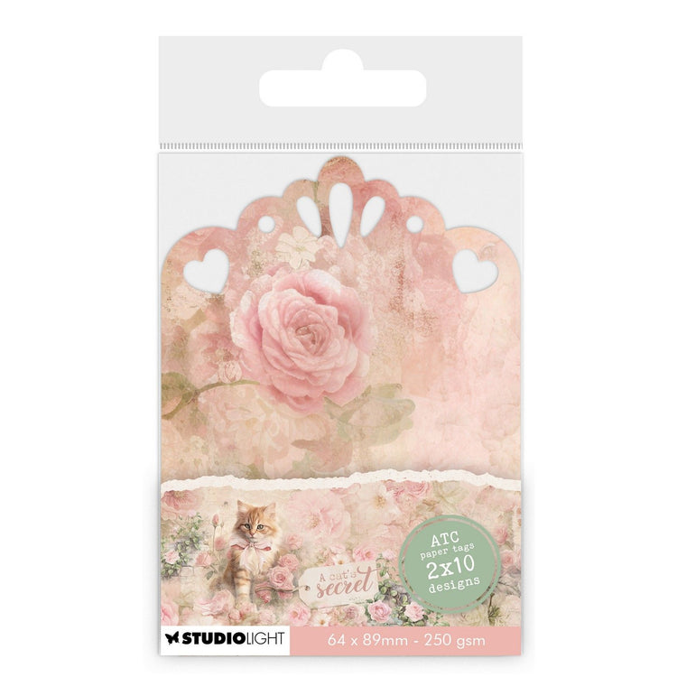 Studiolicht • „A Cat's Secret“-Tags, ATC-Papier, 250 g/m²
