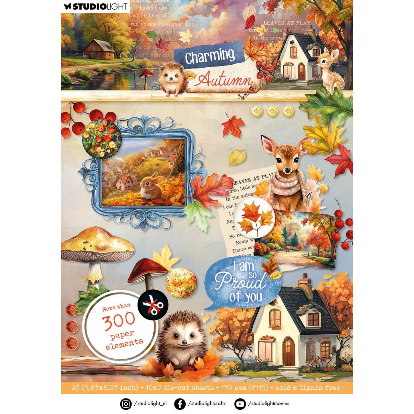 Studiolicht • Bezaubernde, herbstlich gestanzte Papierblock-Papierelemente