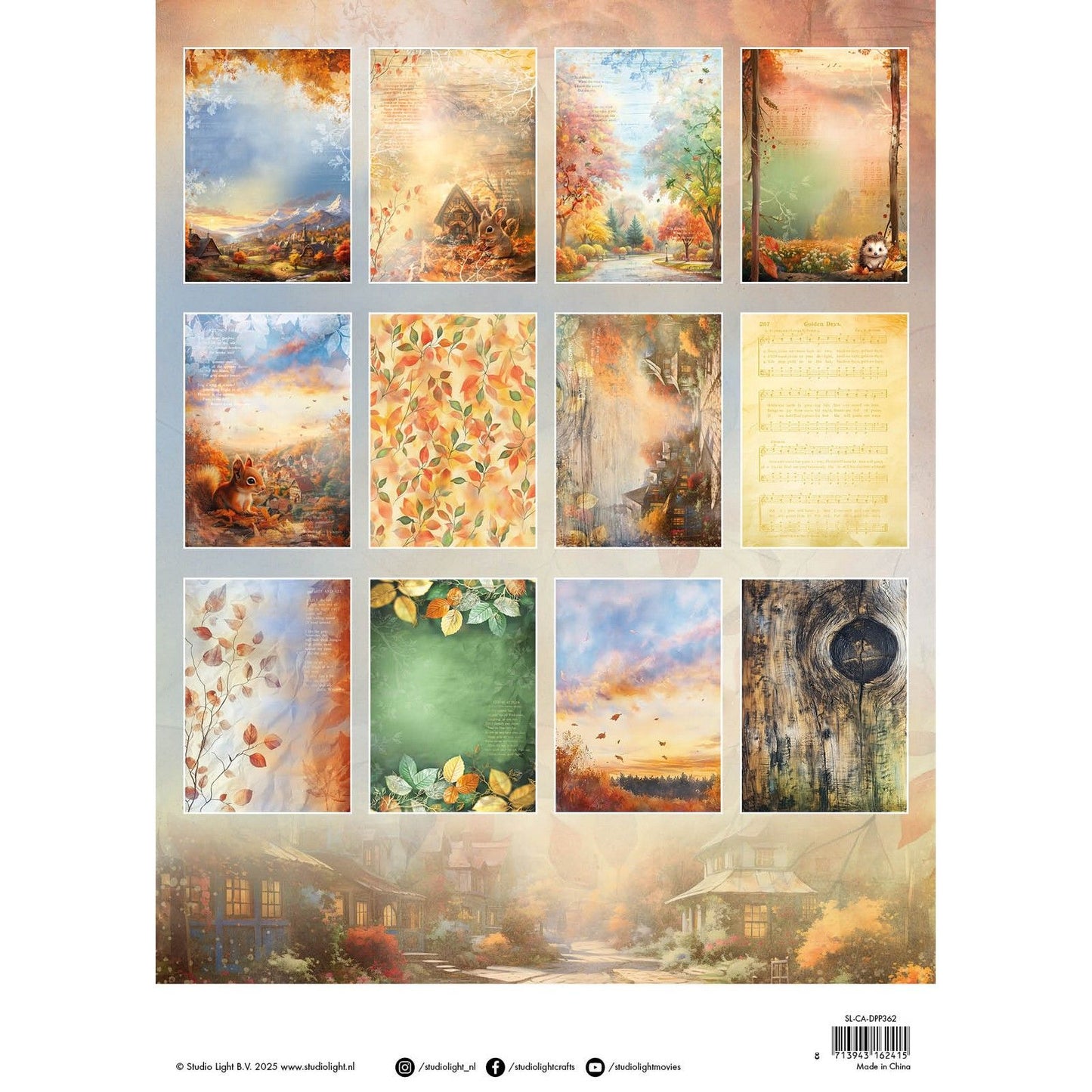Studiolicht • Charmante Herbst-Designer-Papierblock-Hintergrundpapiere