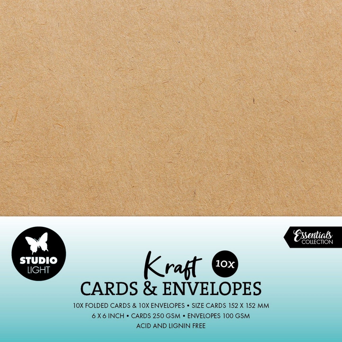 Studio Light • Karten, Umschläge, Kraftpapier, 15,24 x 15,24 cm