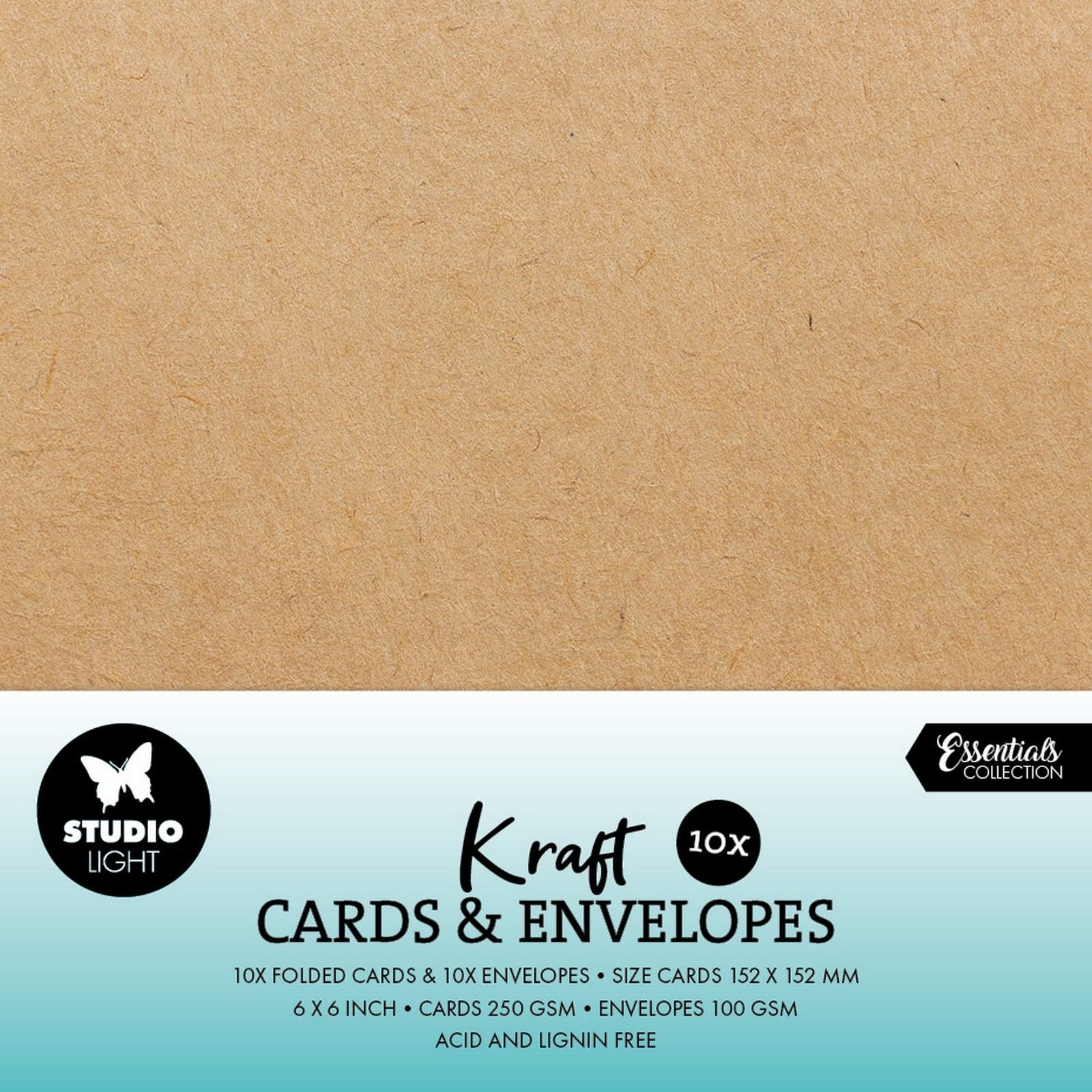 Studio Light • Karten, Umschläge, Kraftpapier, 15,24 x 15,24 cm