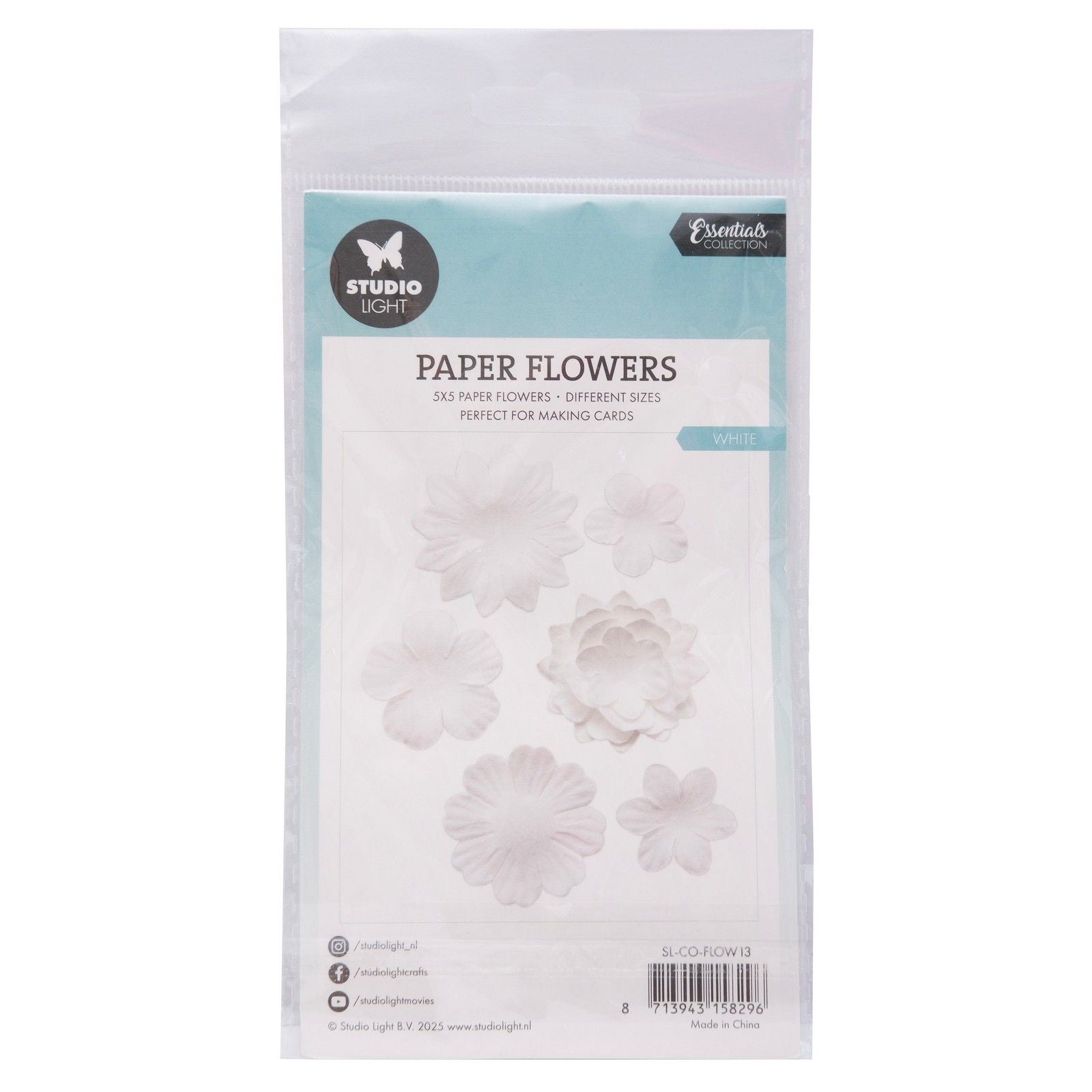 Studioleuchte • Papierblumen 25 Stück weiß
