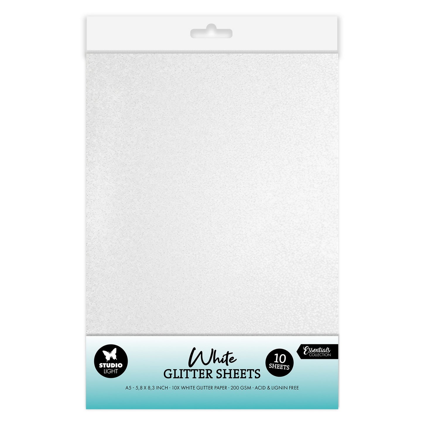 Studiolicht • Essentials Glitzerblätter weiß 250 g/m²