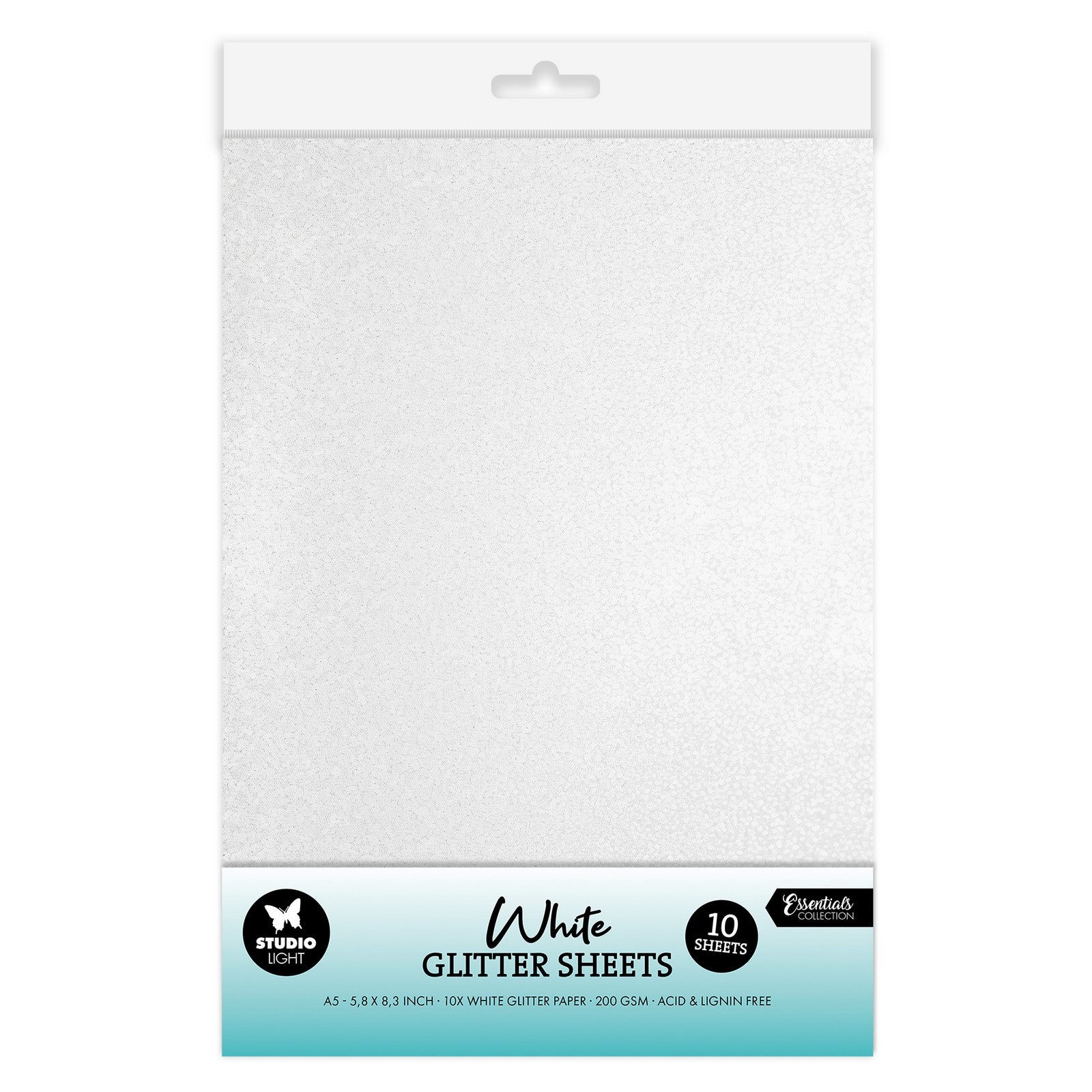 Studiolicht • Essentials Glitzerblätter weiß 250 g/m²