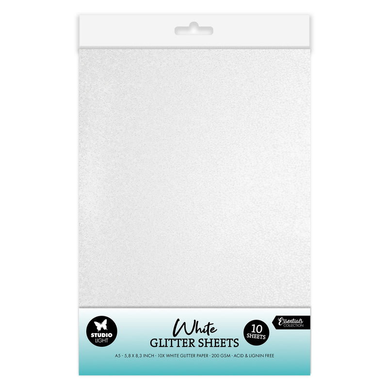 Studiolicht • Essentials Glitzerblätter weiß 250 g/m²