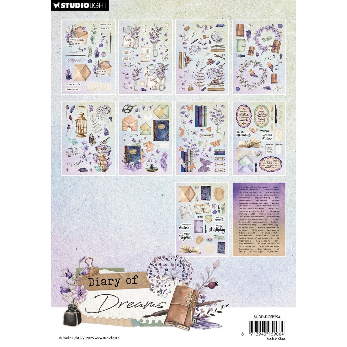 Studioleuchte • Tagebuch der Träume, gestanzte Papierblock-Papierelemente