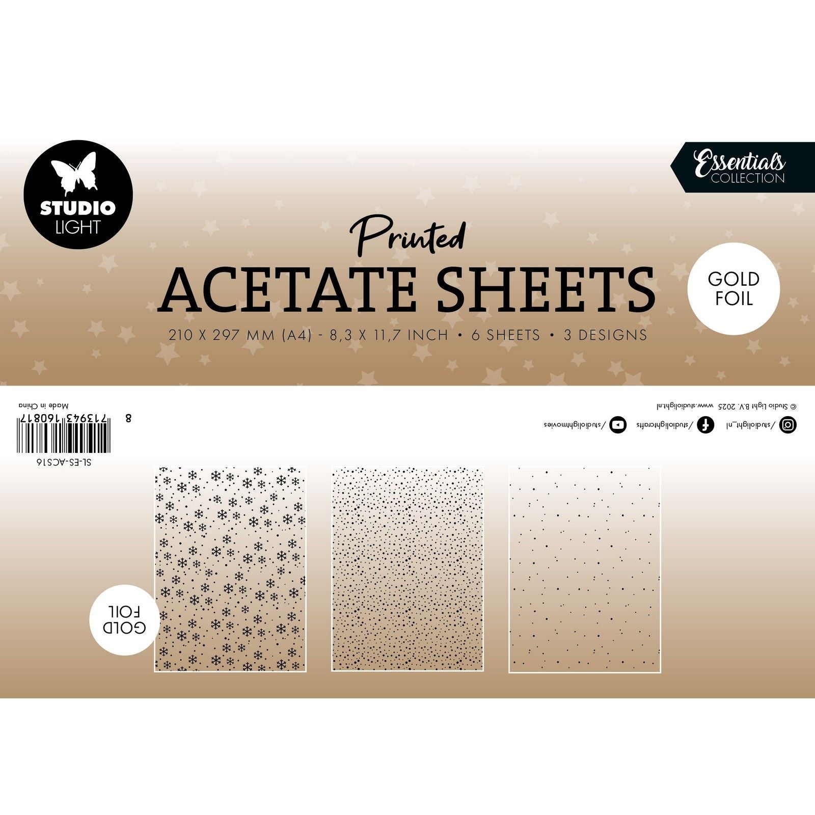 Studioleuchte • Essentials Acetatplatte Schneeflocken Gold