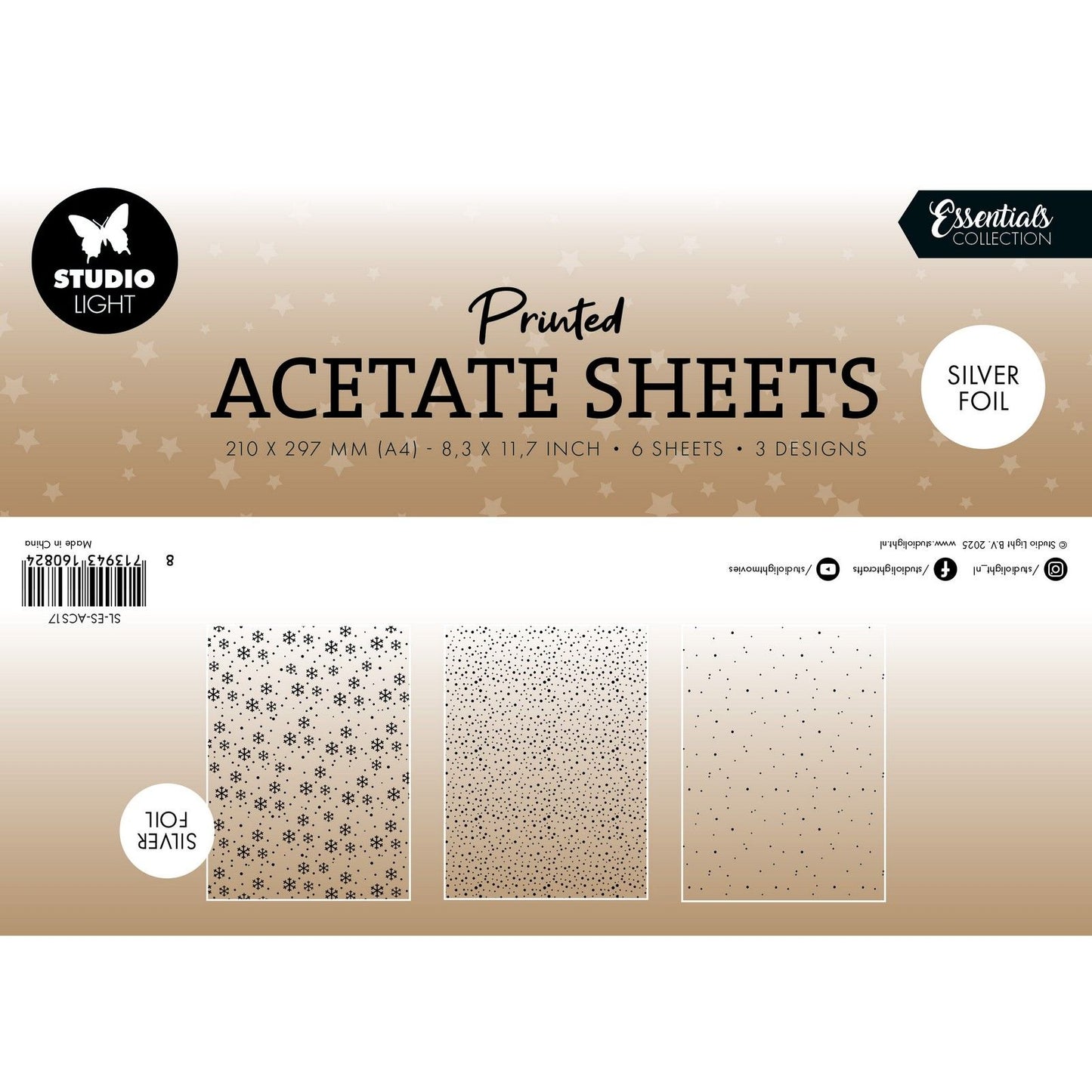 Studioleuchte • Essentials Acetatplatte Schneeflocken Silber