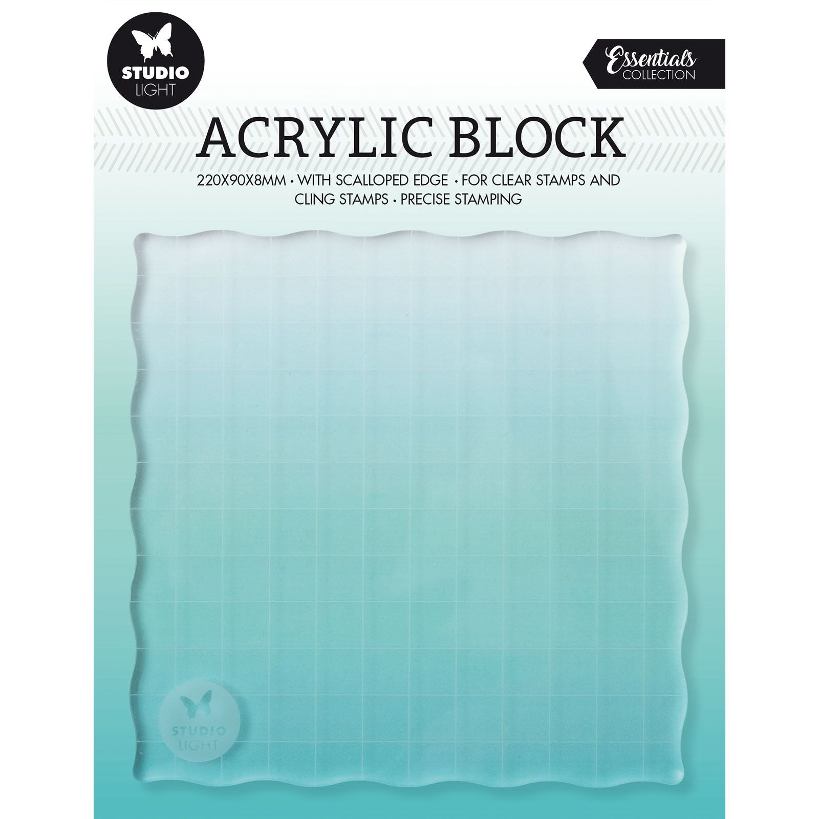 Studio Light • Essentials Acryl-Stempelblock für Klarsicht- und Haftstempel mit Raster 12x12x0,8cm Nr.04