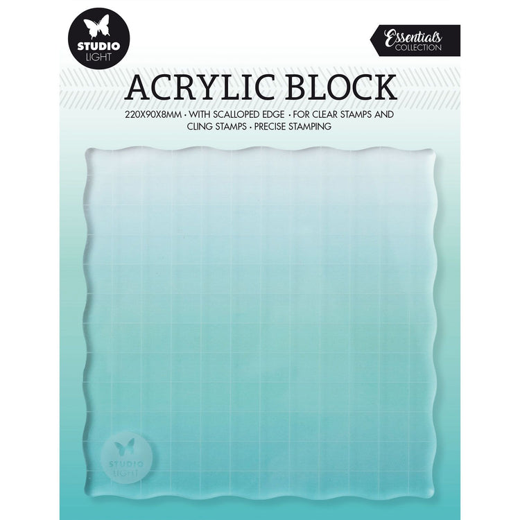 Studio Light • Essentials Acryl-Stempelblock für Klarsicht- und Haftstempel mit Raster 12x12x0,8cm Nr.04