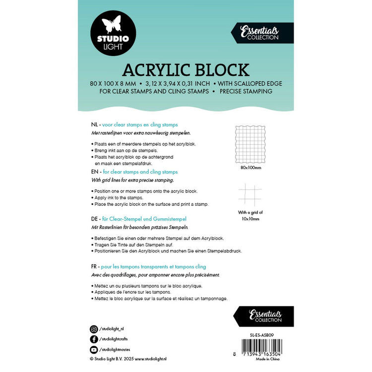 Studio Light • Essentials Acryl-Stempelblock für Klarsicht- und Haftstempel mit Raster