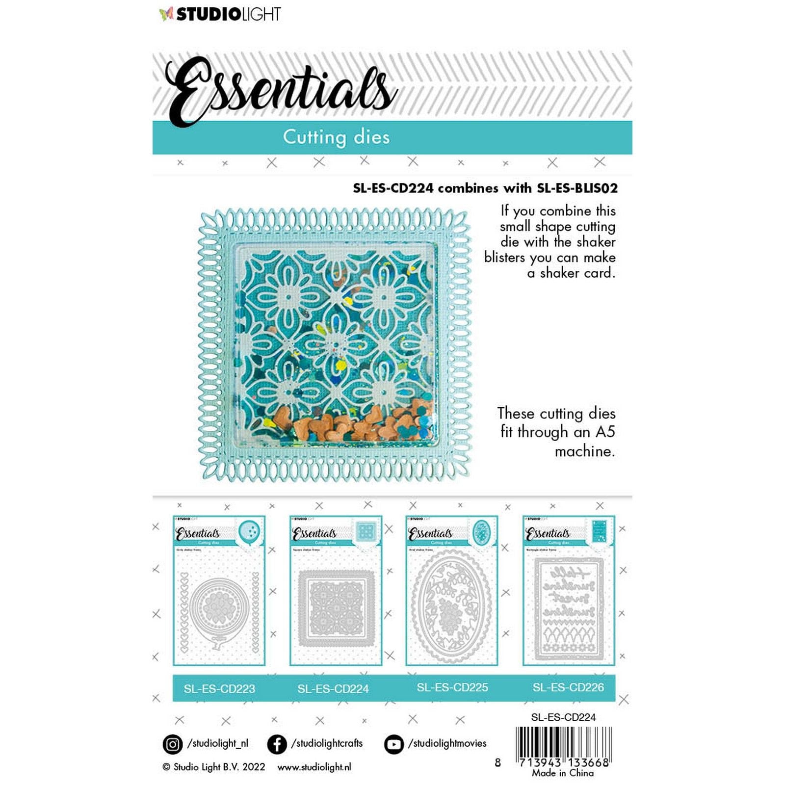 Studioleuchte • Essentials-Schnittschablone, quadratischer Shaker-Rahmen