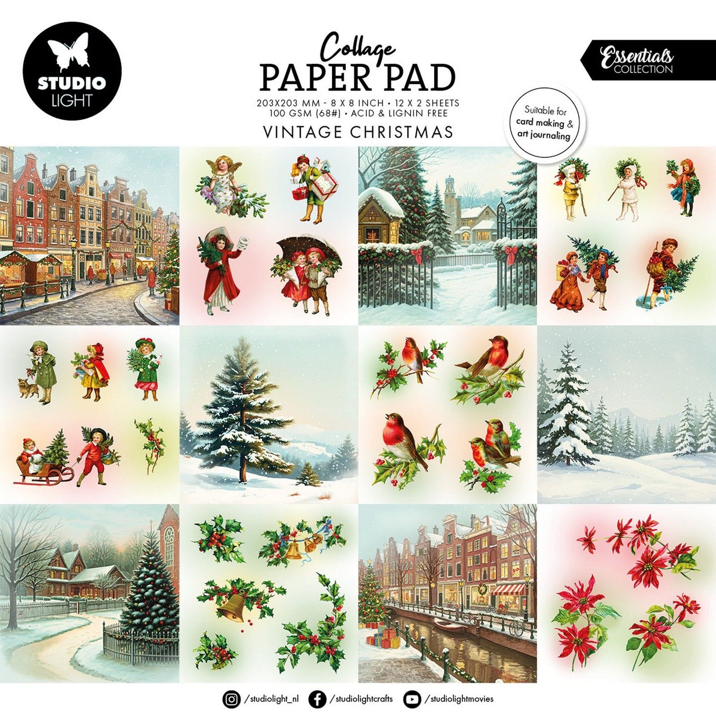 Studiolicht • Essentials Collage-Papierblock Vintage Weihnachten