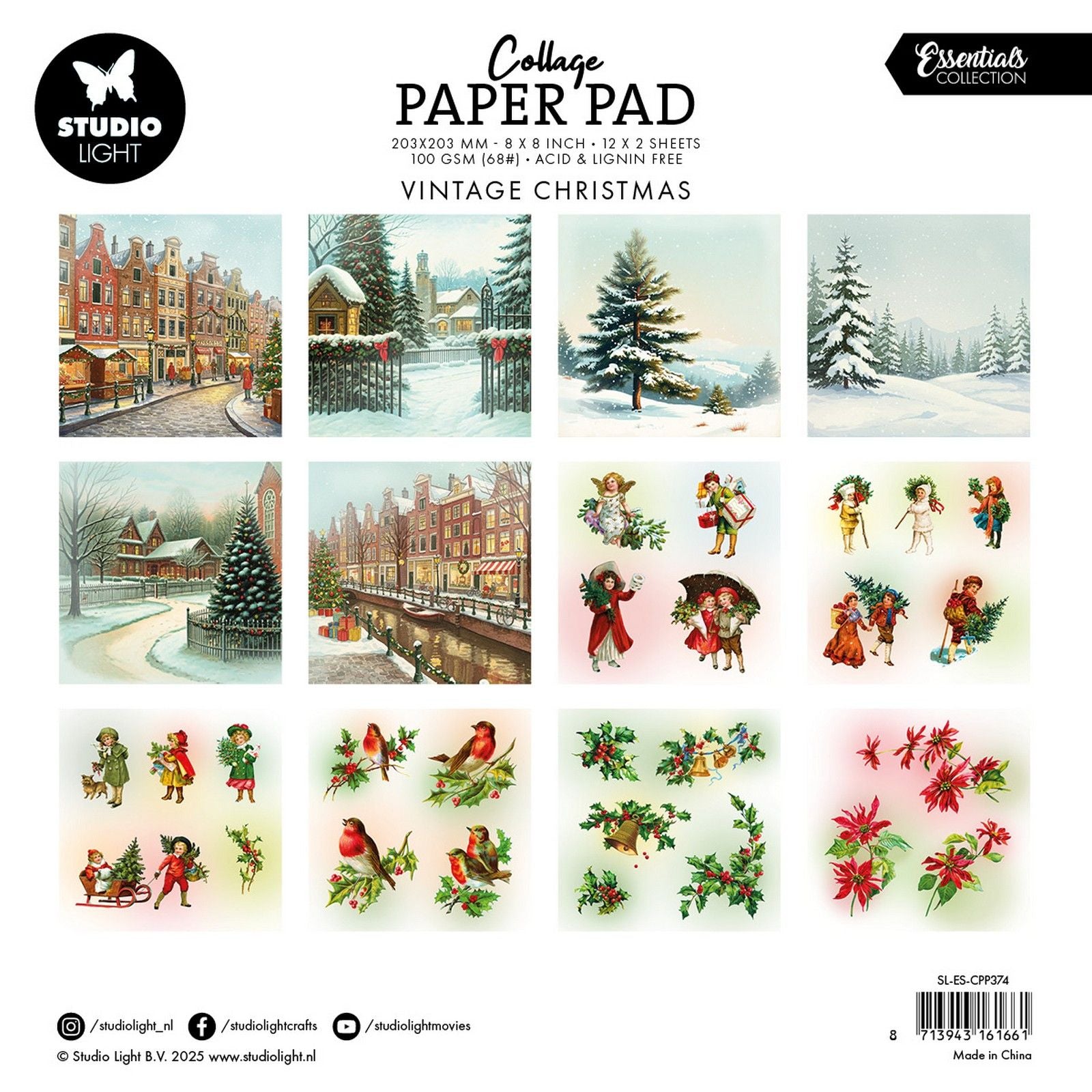 Studiolicht • Essentials Collage-Papierblock Vintage Weihnachten