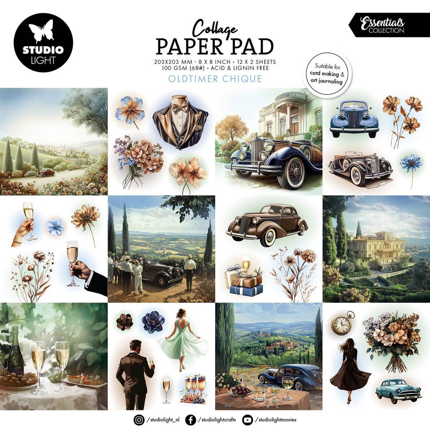 Studioleuchte • Essentials Collage-Papierblock im Oldtimer-Chic