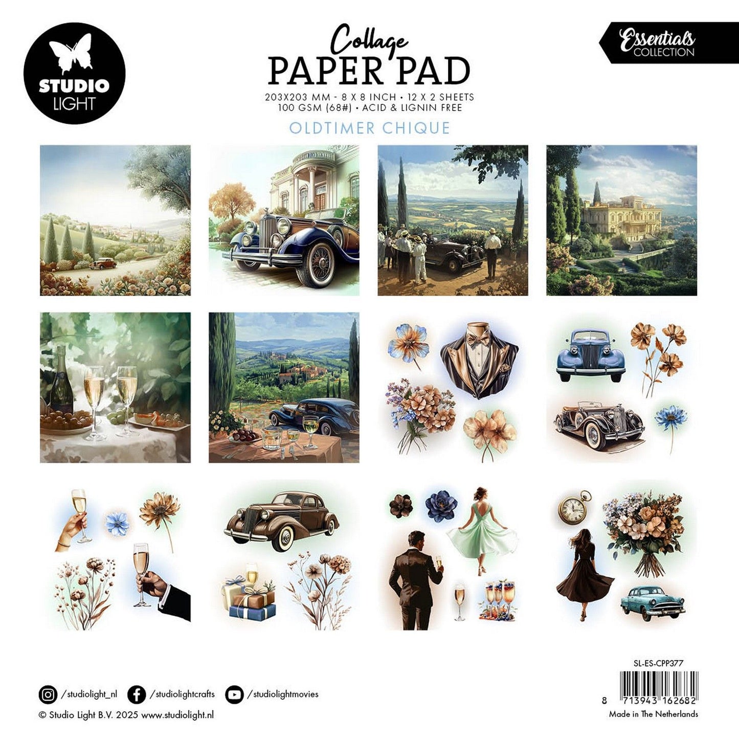 Studioleuchte • Essentials Collage-Papierblock im Oldtimer-Chic