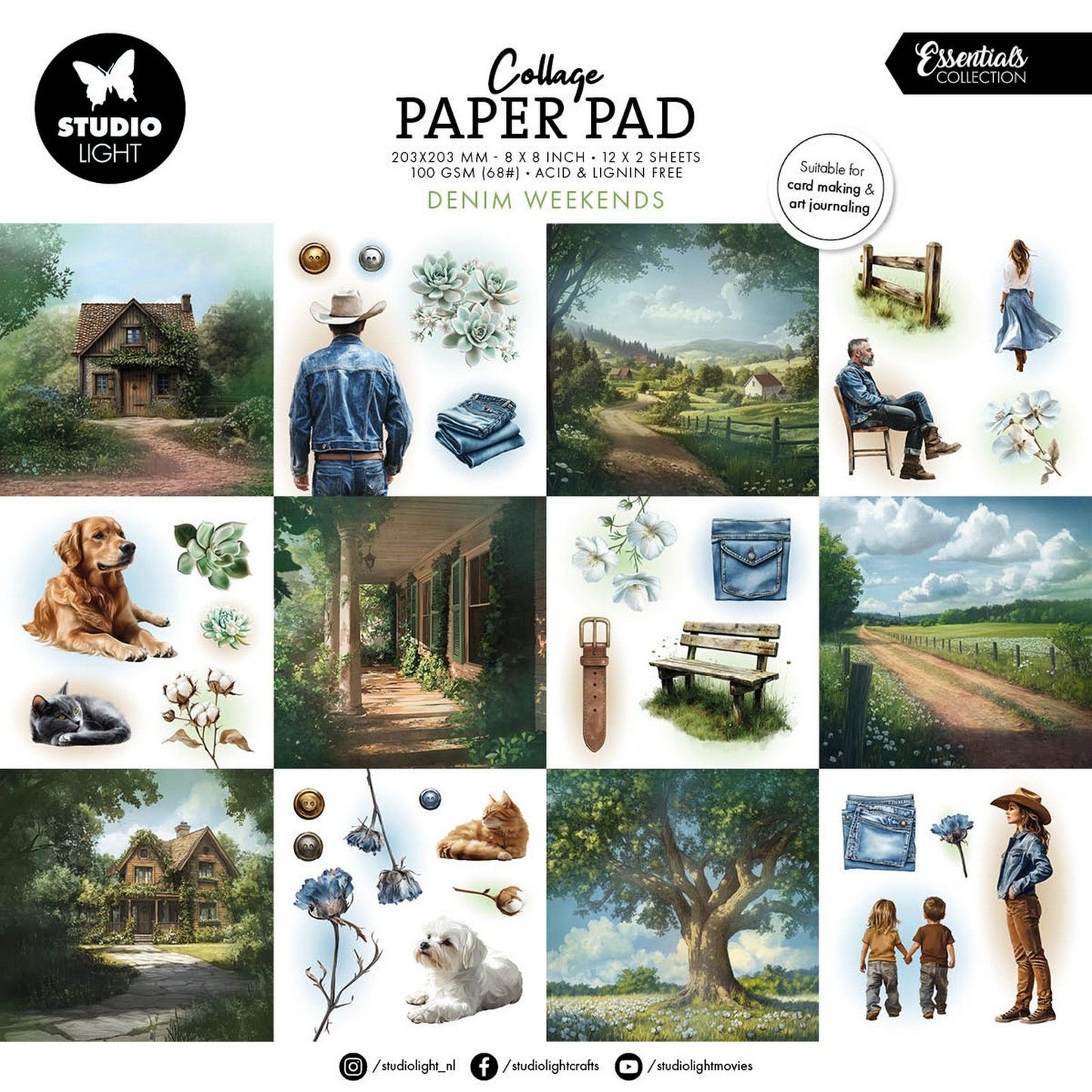 Studiolicht • Essentials Collage-Papierblock, Denim-Wochenenden