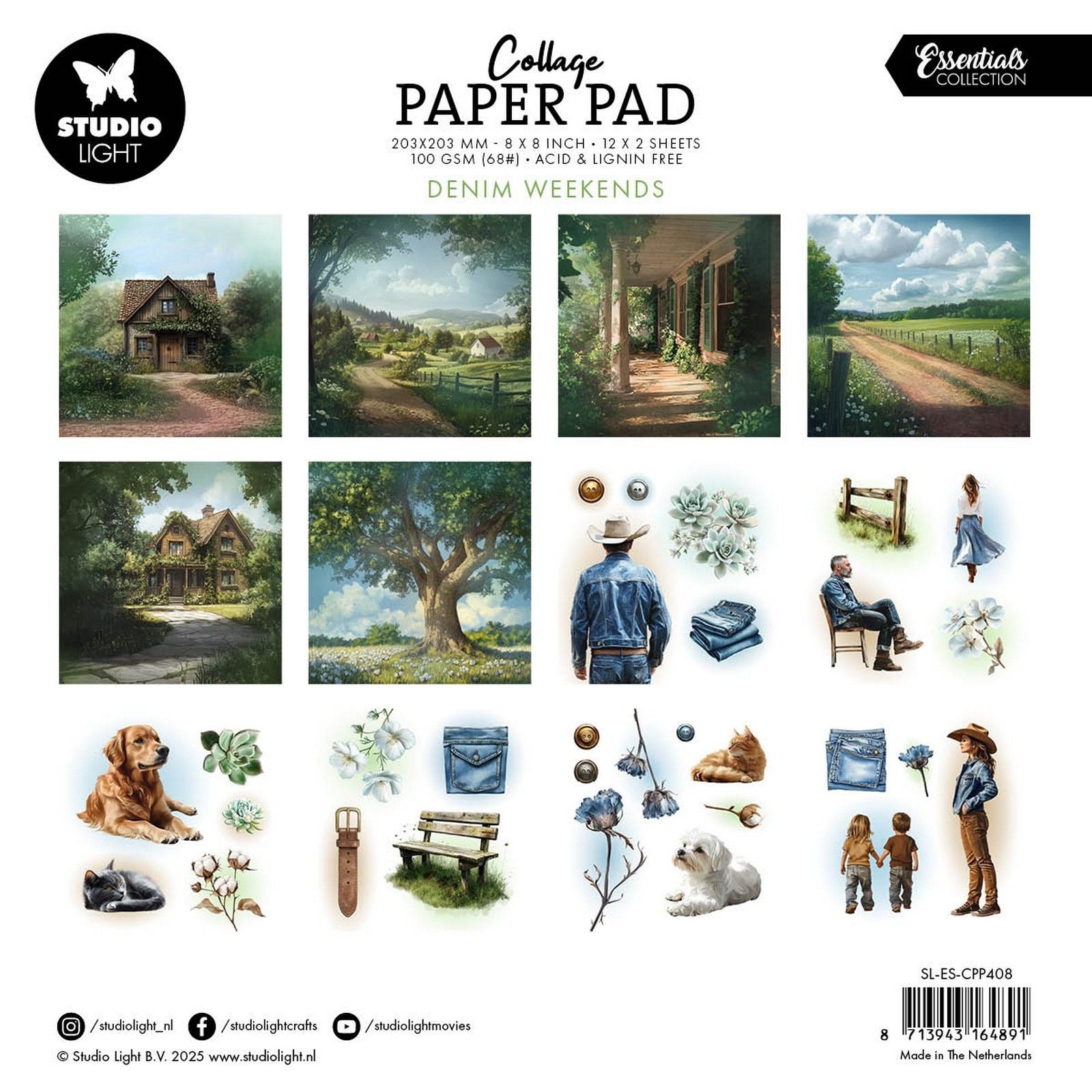 Studiolicht • Essentials Collage-Papierblock, Denim-Wochenenden