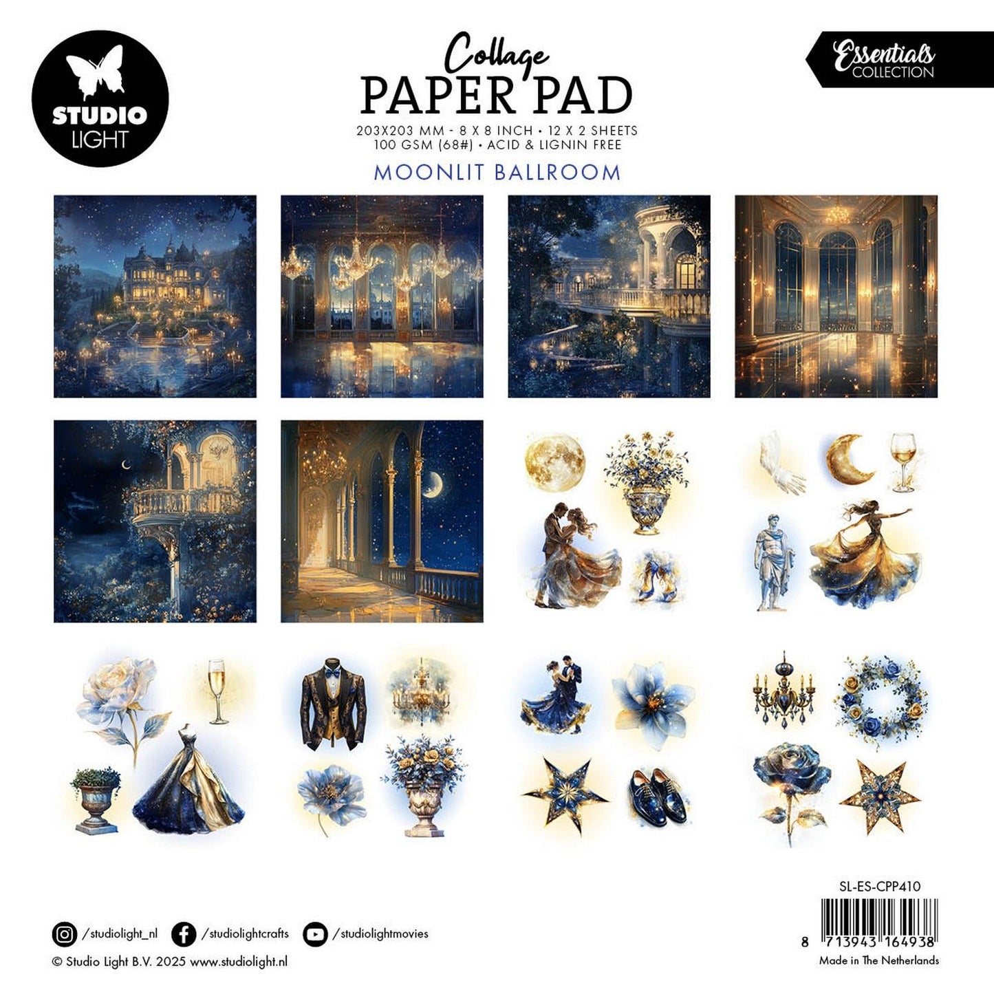 Studiolicht • Essentials-Collage-Papierblock, mondbeschienener Ballsaal