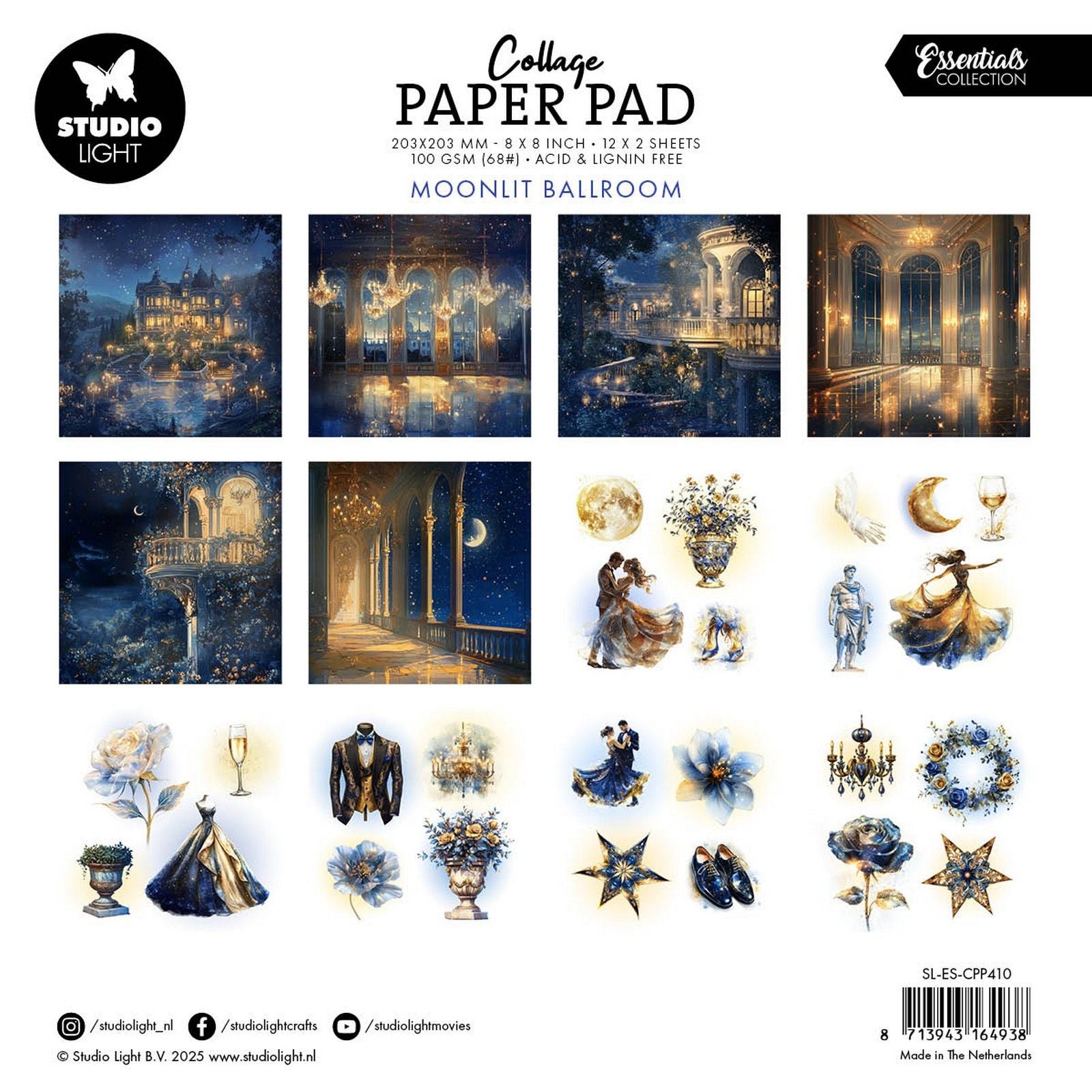 Studiolicht • Essentials-Collage-Papierblock, mondbeschienener Ballsaal
