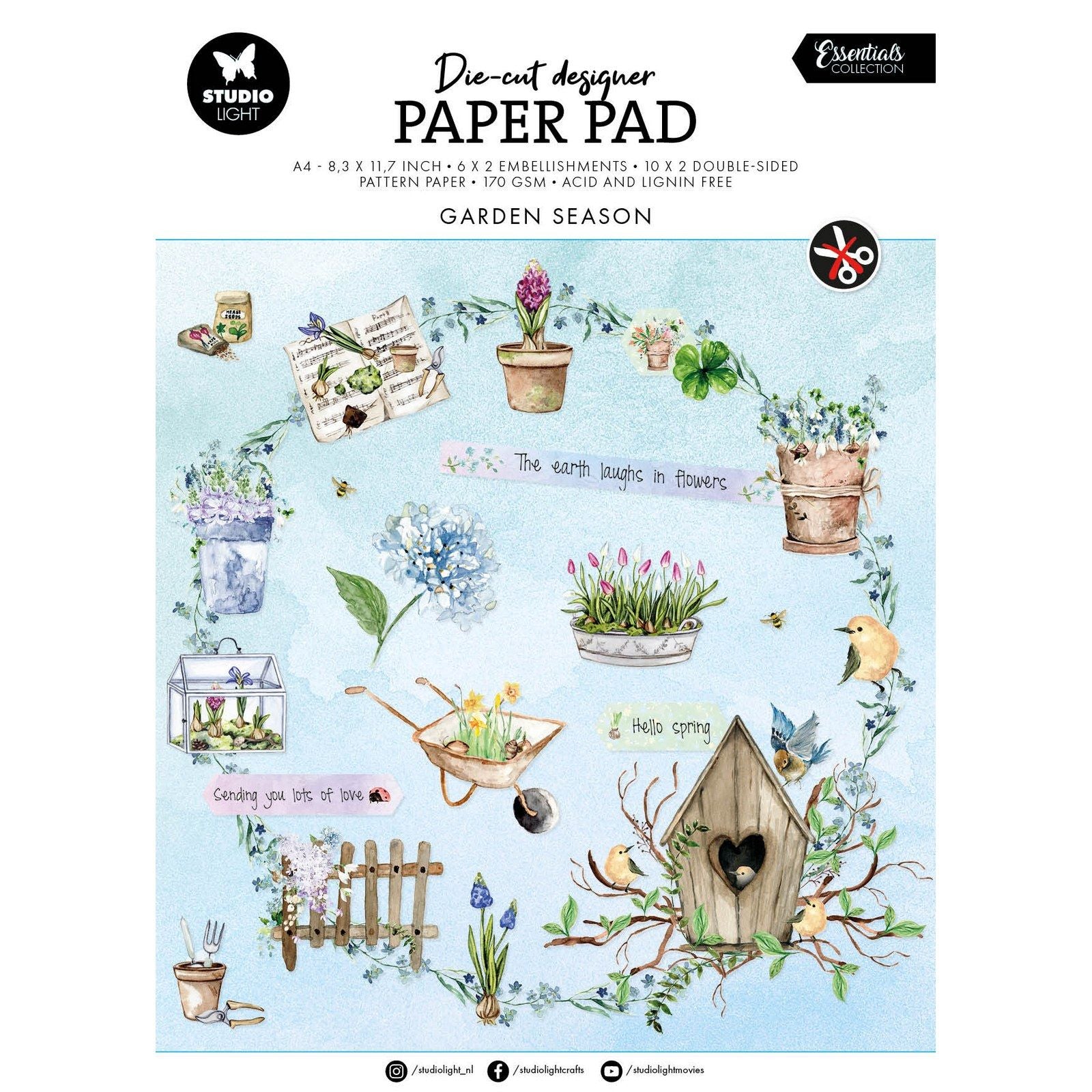 Studio Light • Essentials gestanzter Papierblock für die Gartensaison