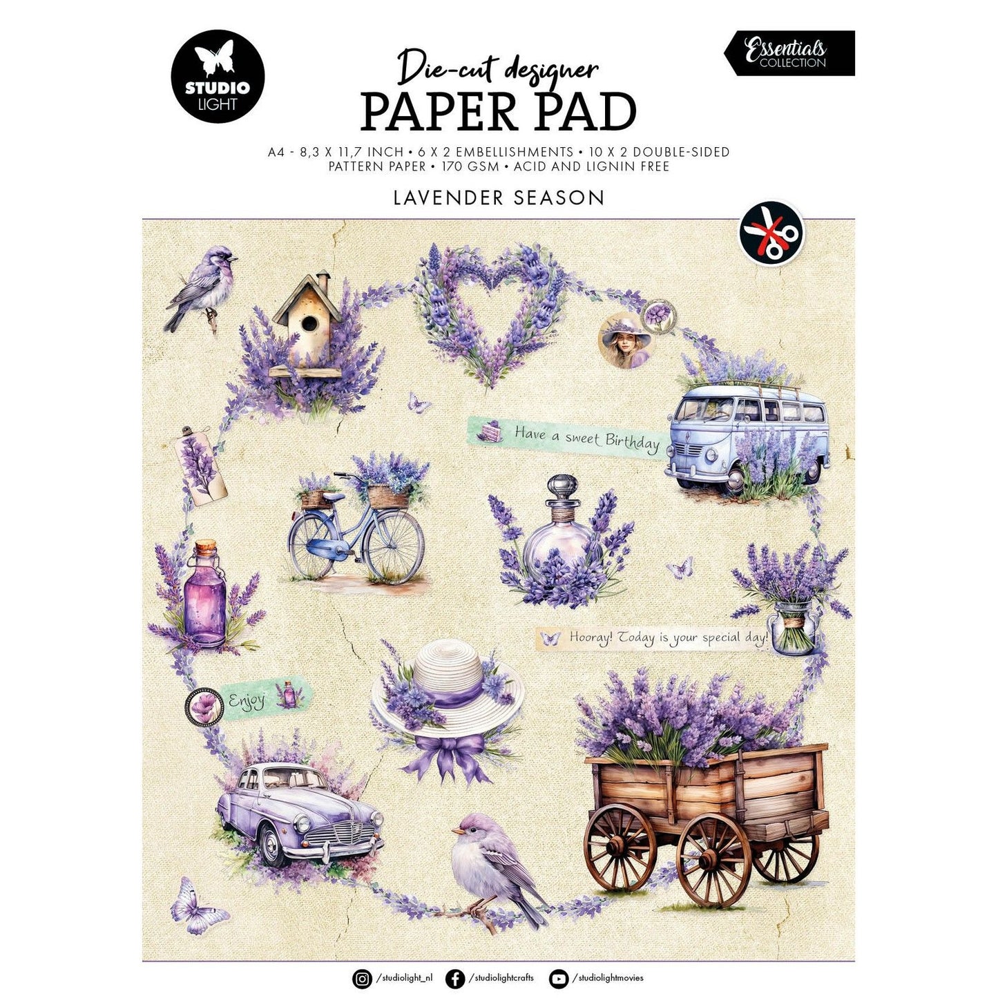 Studio Light • Essentials gestanzter Papierblock Lavendelsaison