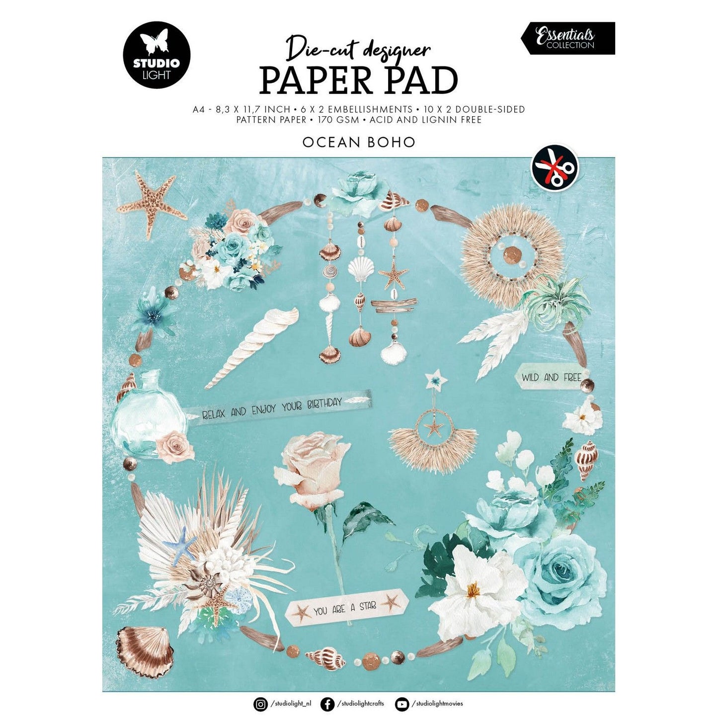 Studio Light • Essentials gestanzter Papierblock Ocean Boho