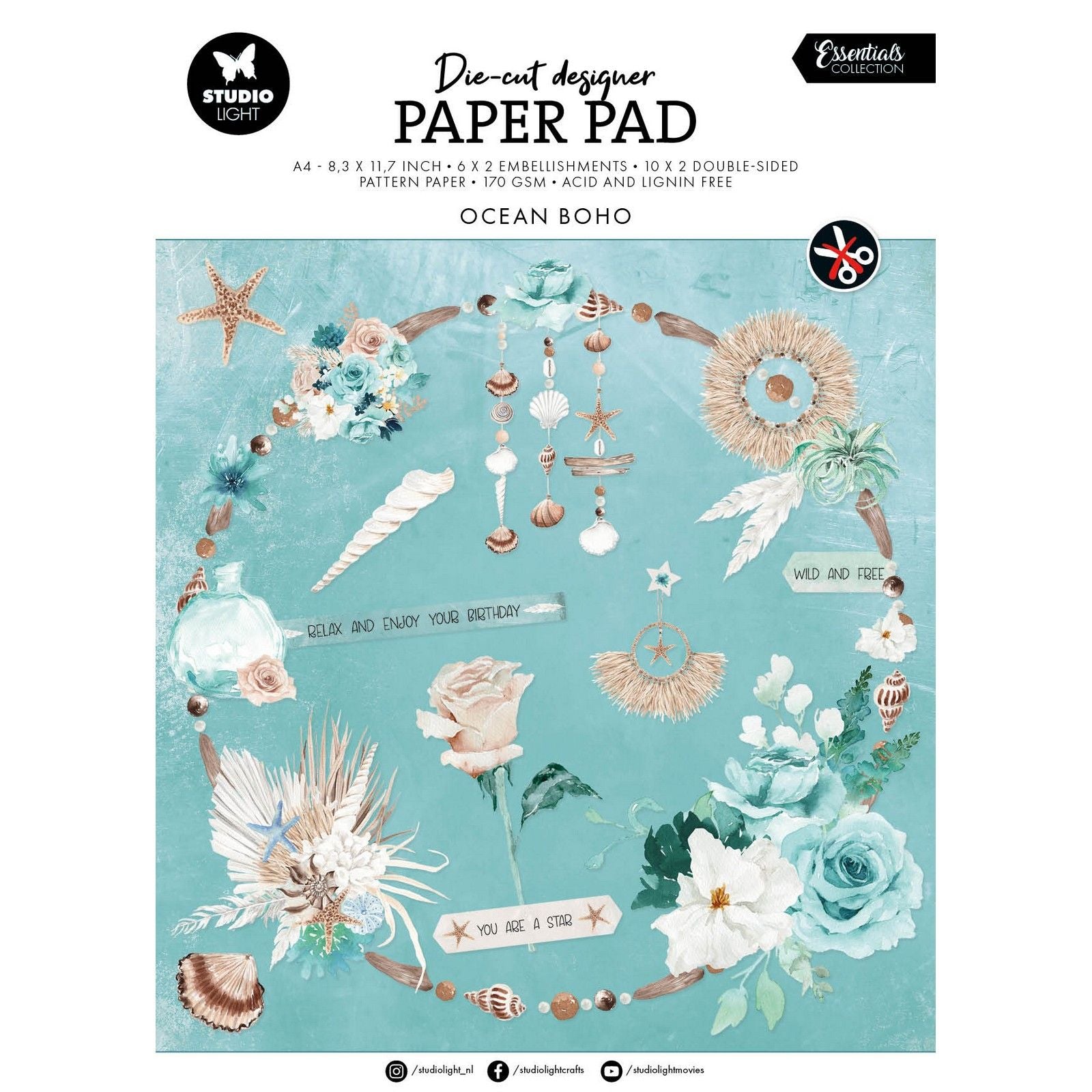 Studio Light • Essentials gestanzter Papierblock Ocean Boho