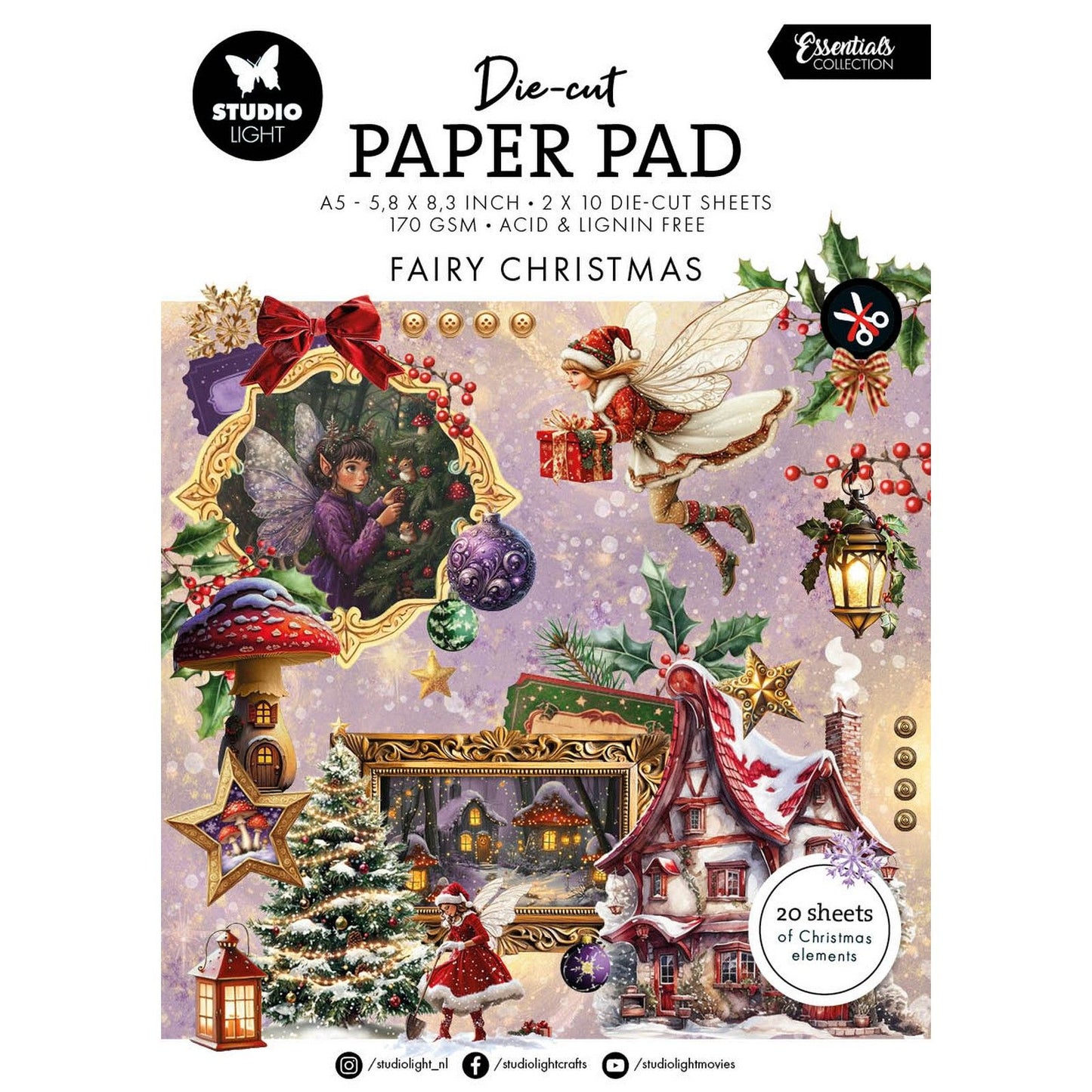 Studio Light • Essentials gestanzter Papierblock „Fee Christmas“.