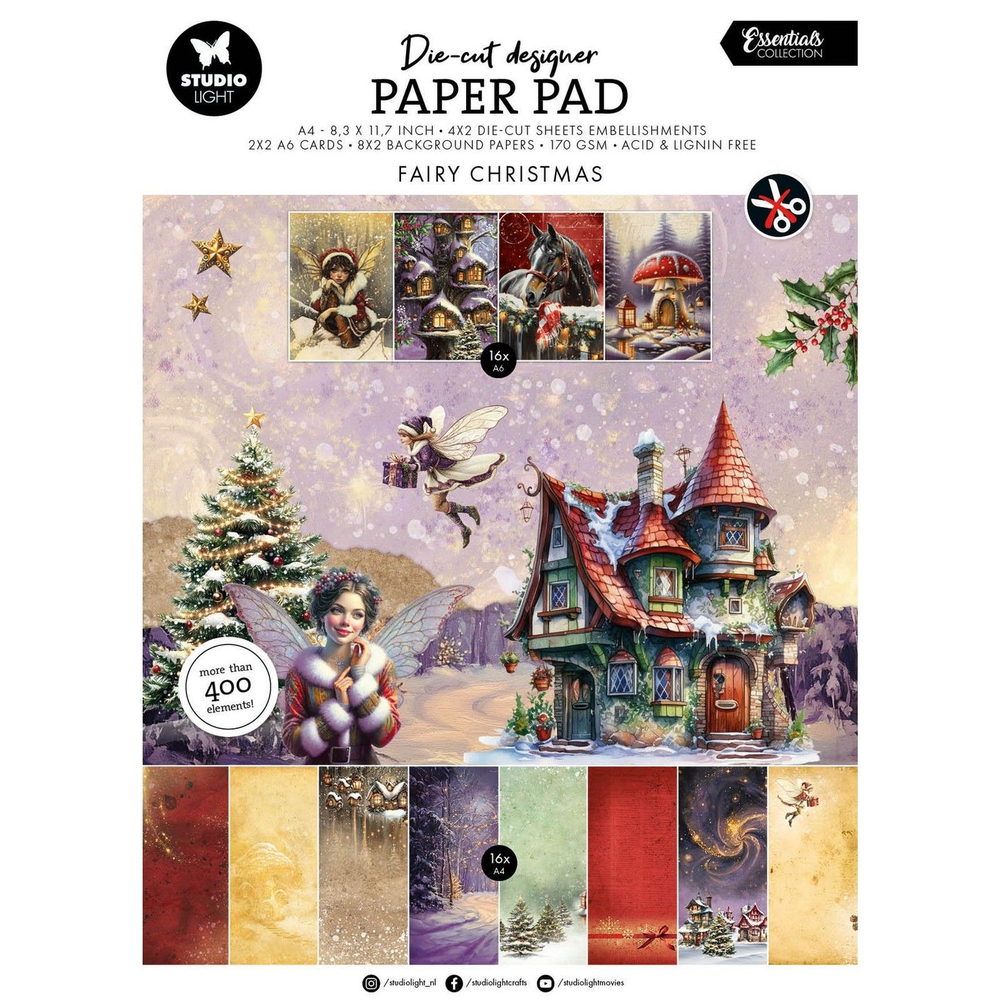 Studio Light • Essentials gestanzter Papierblock „Fee Christmas“.