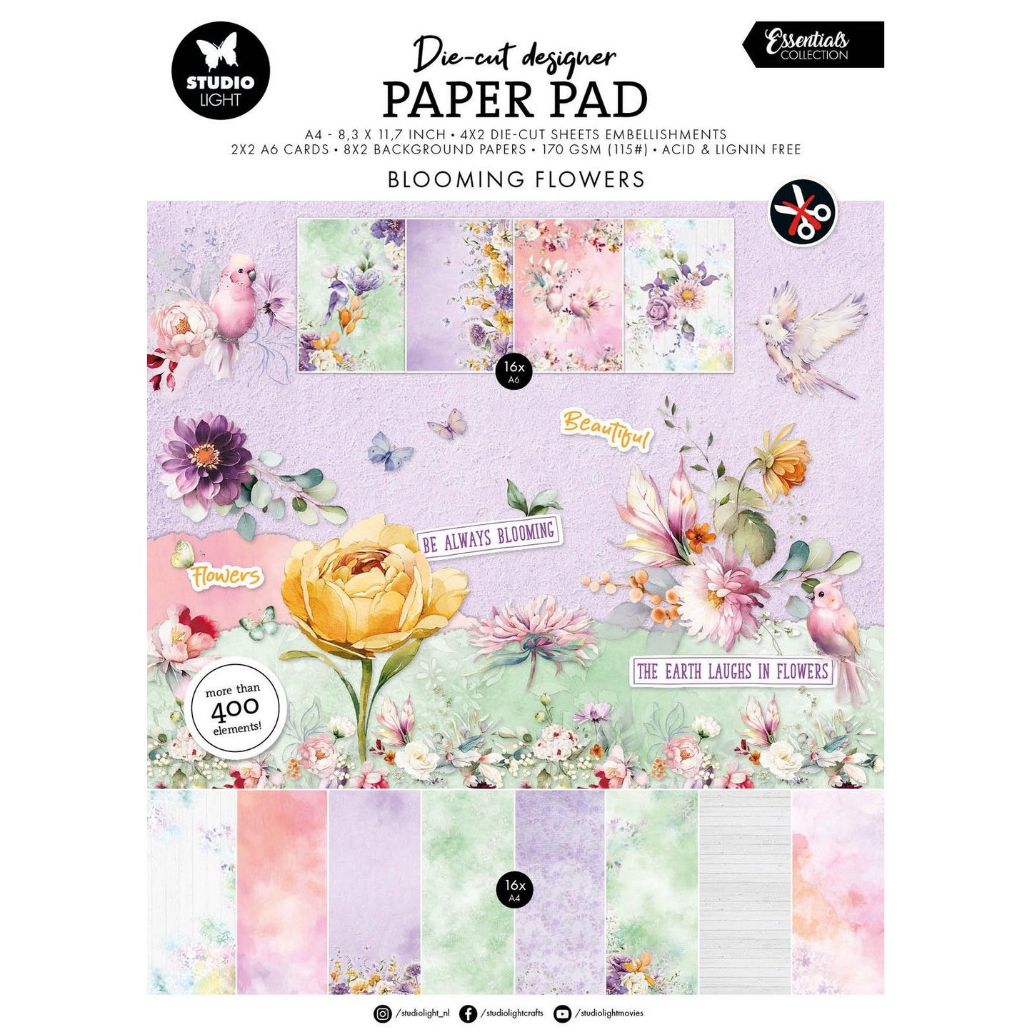 Studio Light • Essentials gestanzte Papierblockblumen