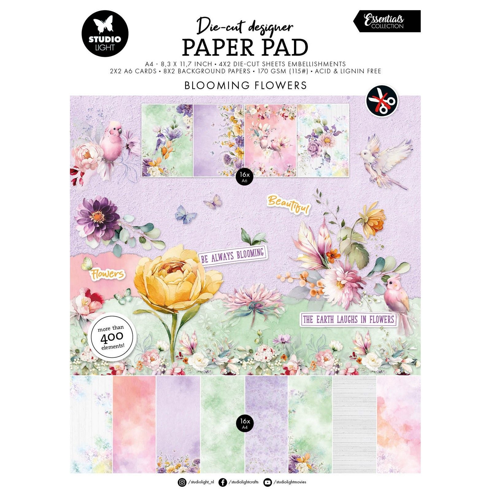 Studio Light • Essentials gestanzte Papierblockblumen