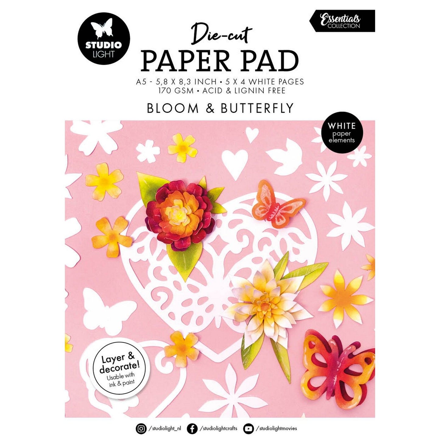 Studioleuchte • Essentials gestanzter Papierblock, Blütenschmetterling
