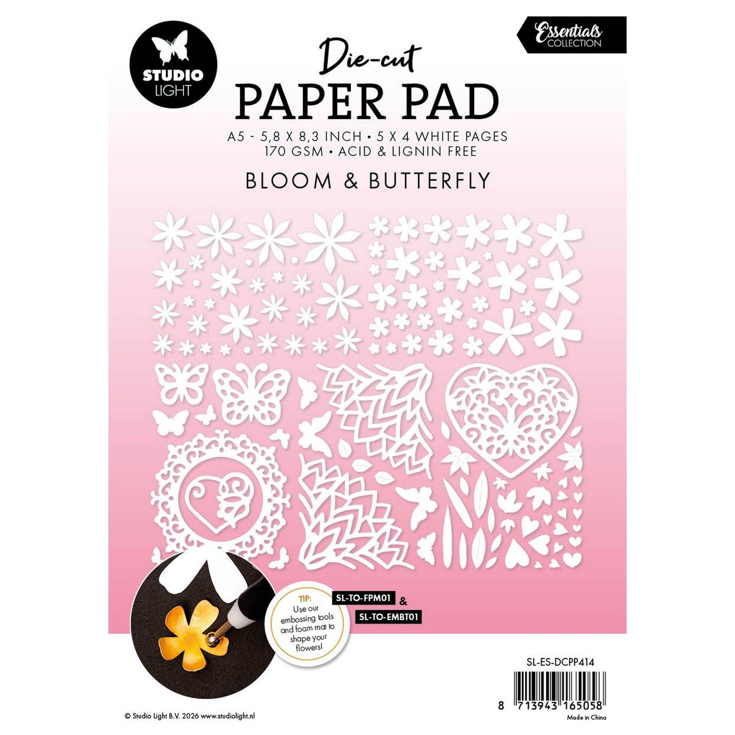 Studioleuchte • Essentials gestanzter Papierblock, Blütenschmetterling