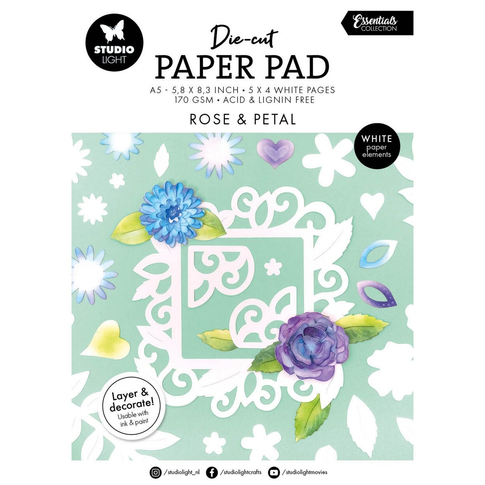 Studioleuchte • Essentials gestanzter Papierblock mit Rosenblütenblatt