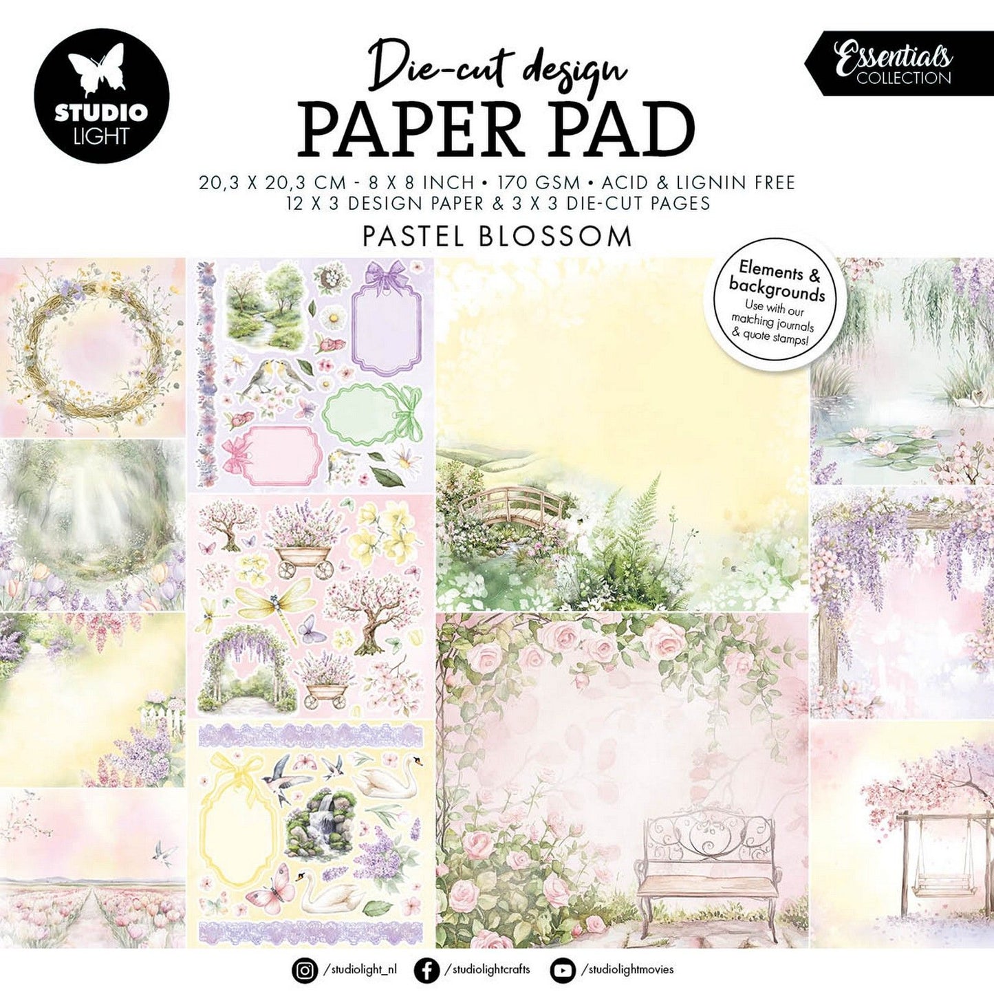 Studioleuchte • Essentials Designer-Papierblock Papierelemente Pastellblüte