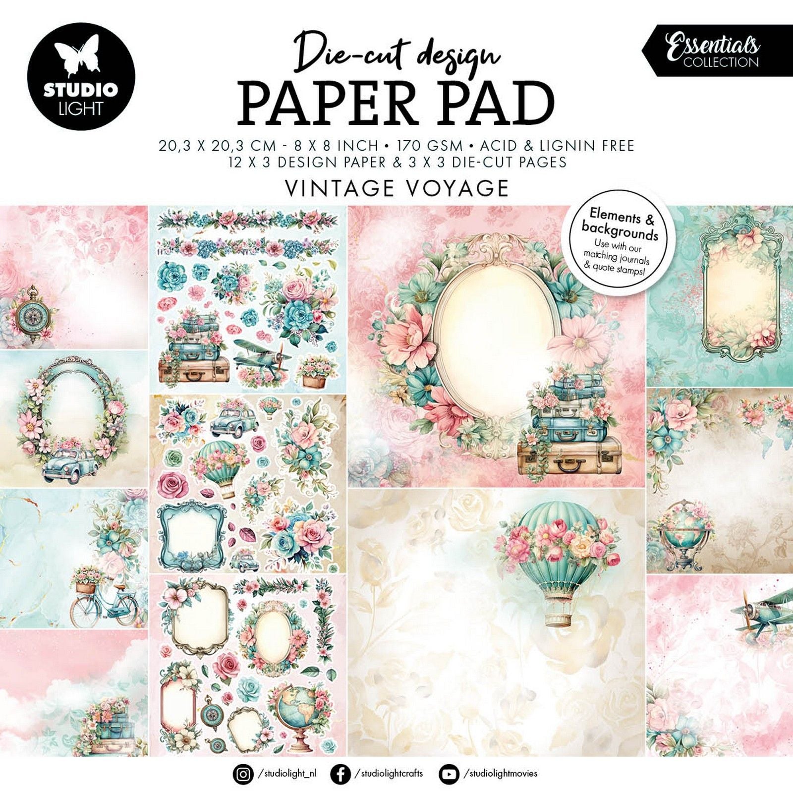 Studioleuchte • Essentials Designer-Papierblock, Papierelemente, Vintage-Reise