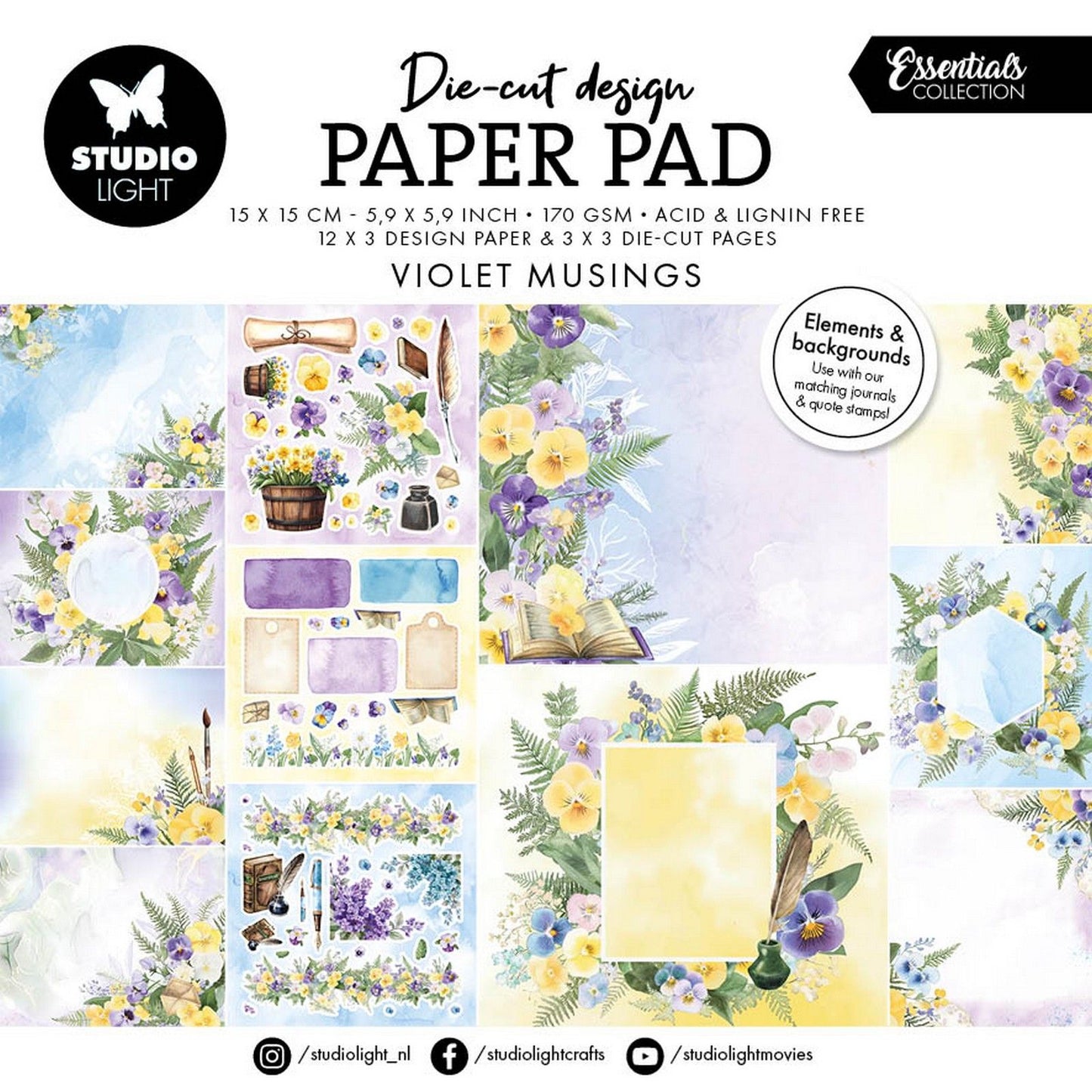 Studioleuchte • Essentials Designer-Papierblock Papierelemente violette Überlegungen