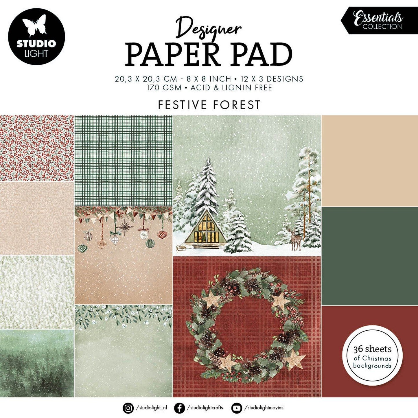 Studioleuchte • Essentials Design-Papierblock, festlicher Wald