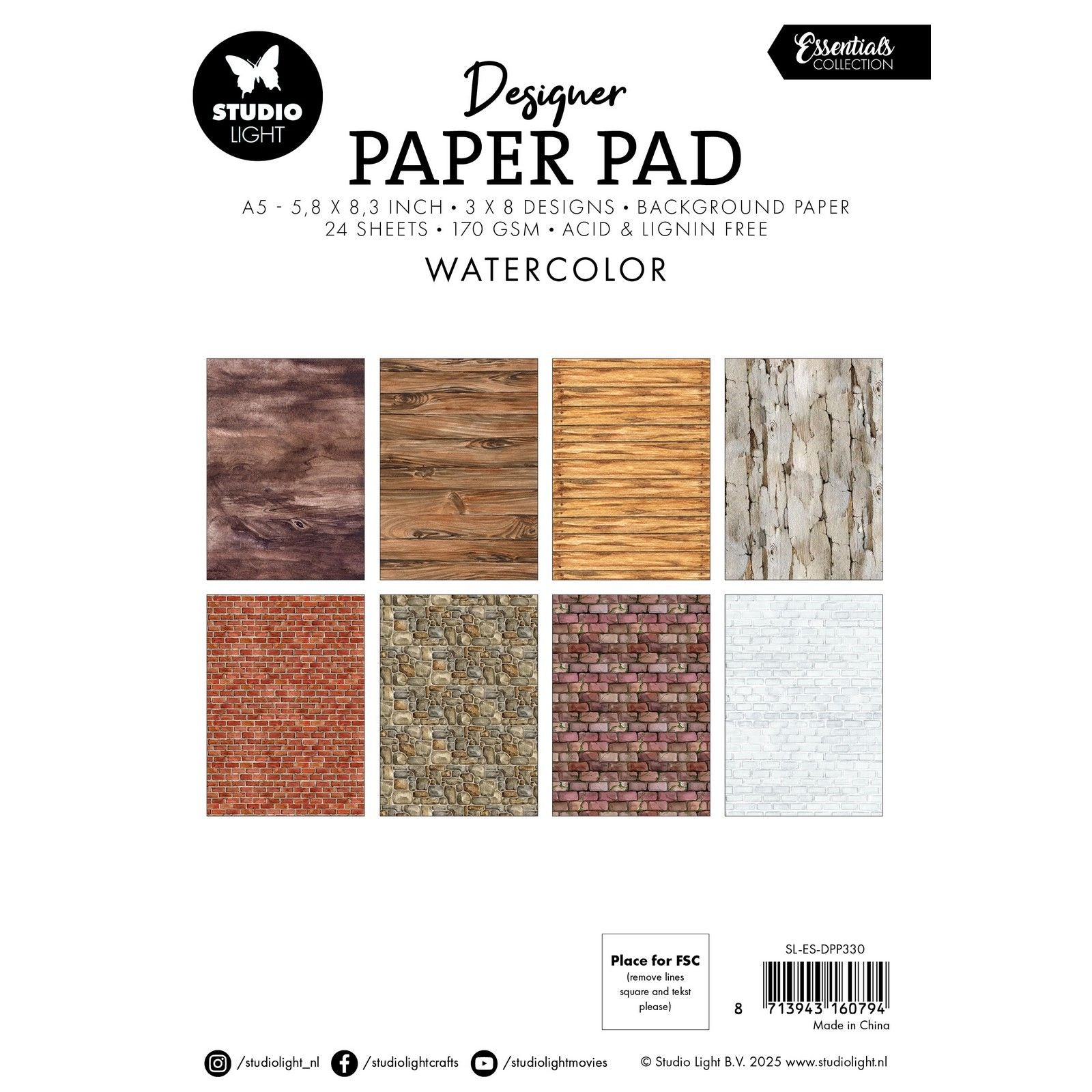 Studioleuchte • Essentials Designer-Papierblock Aquarell