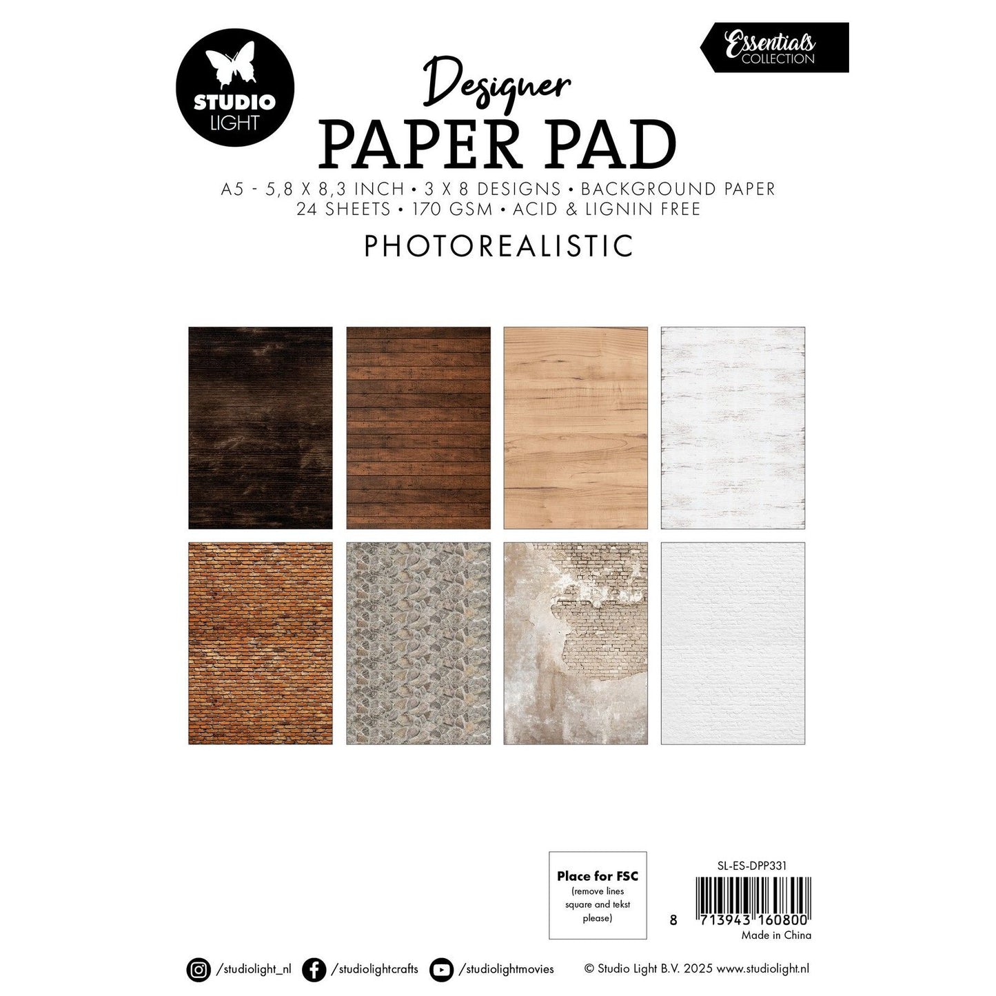 Studioleuchte • Essentials Designer-Papierblock fotorealistisch