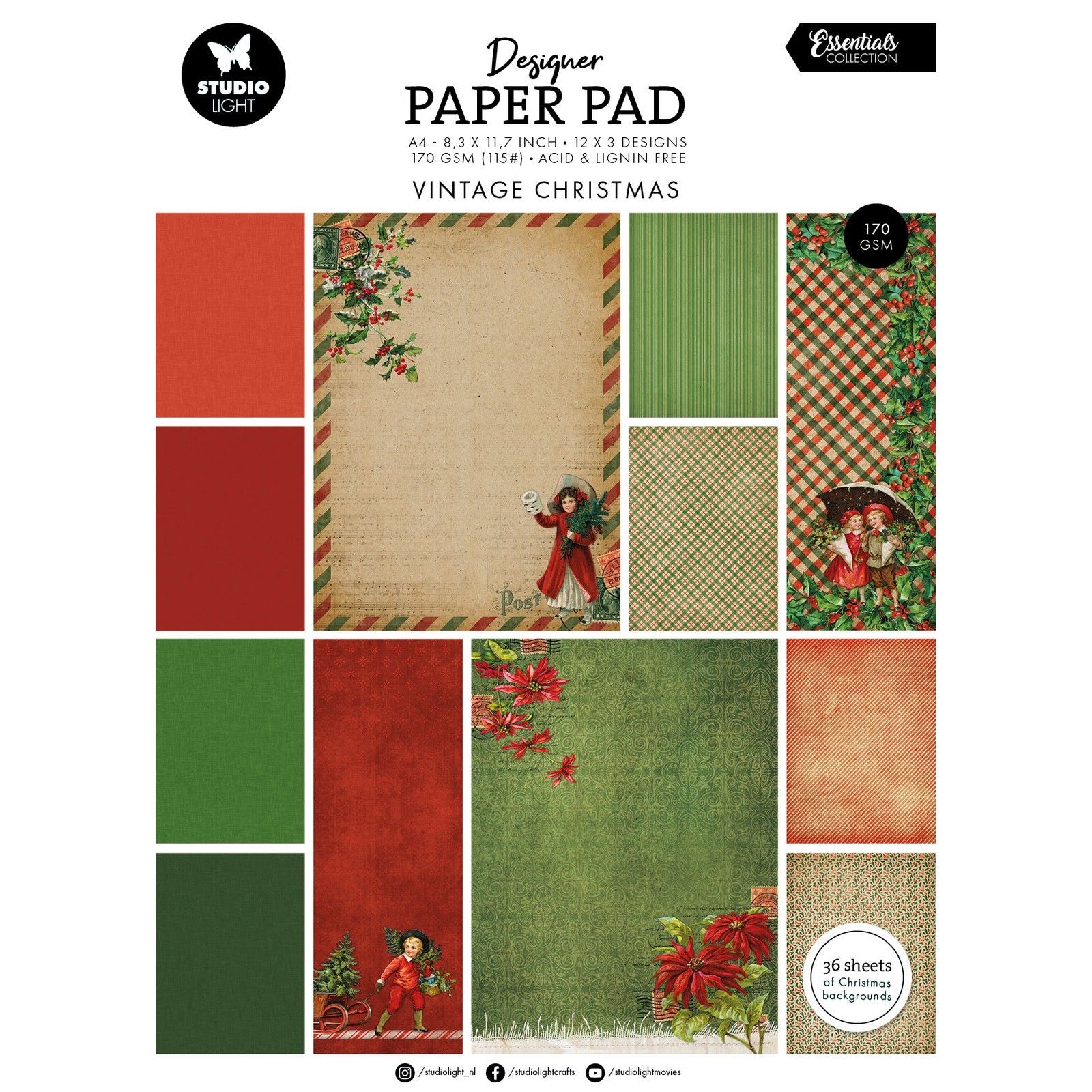 Studioleuchte • Essentials Designer-Papierblock Vintage Weihnachten