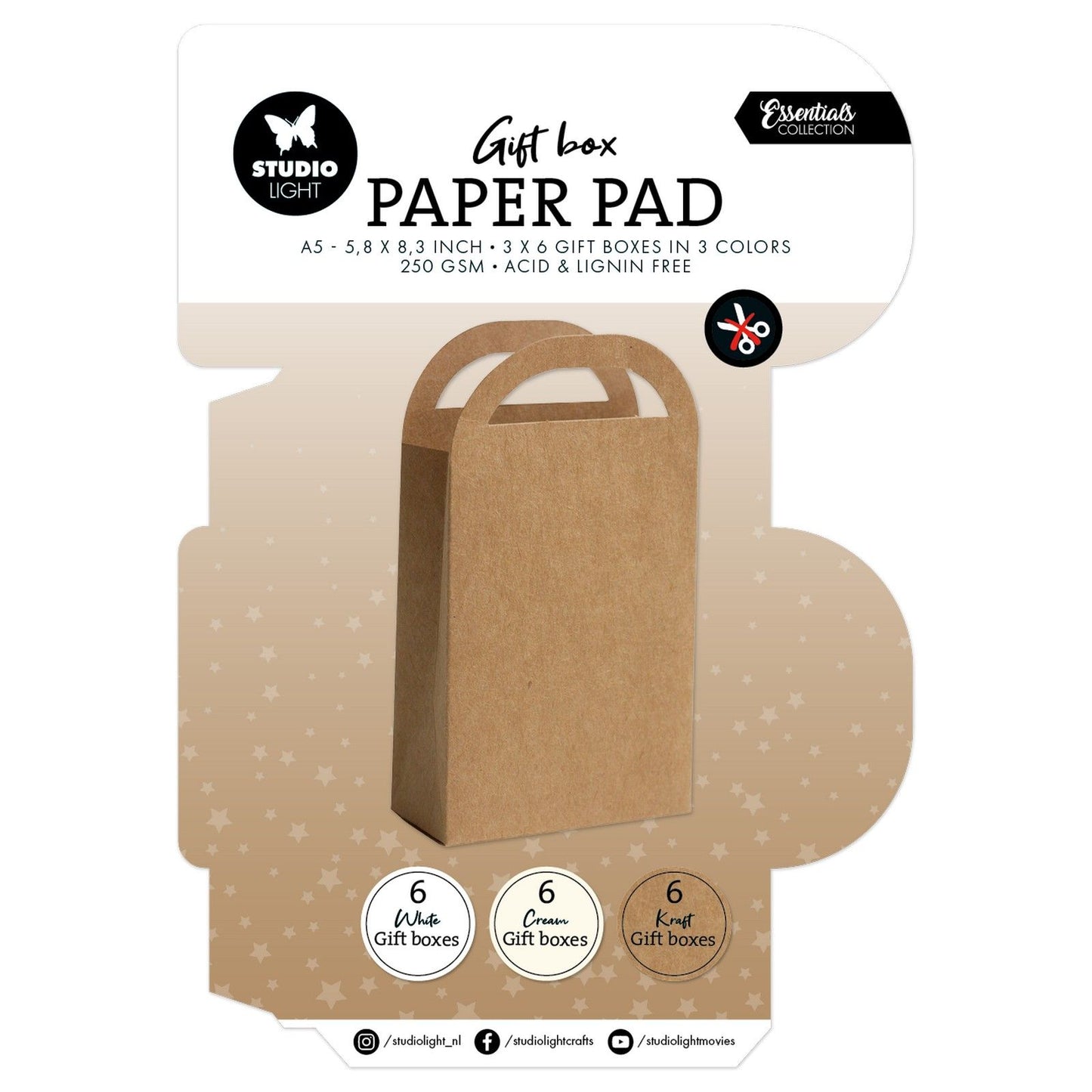 Studioleuchte • Essentials-Geschenkbox, Papierblock, Geschenktüte