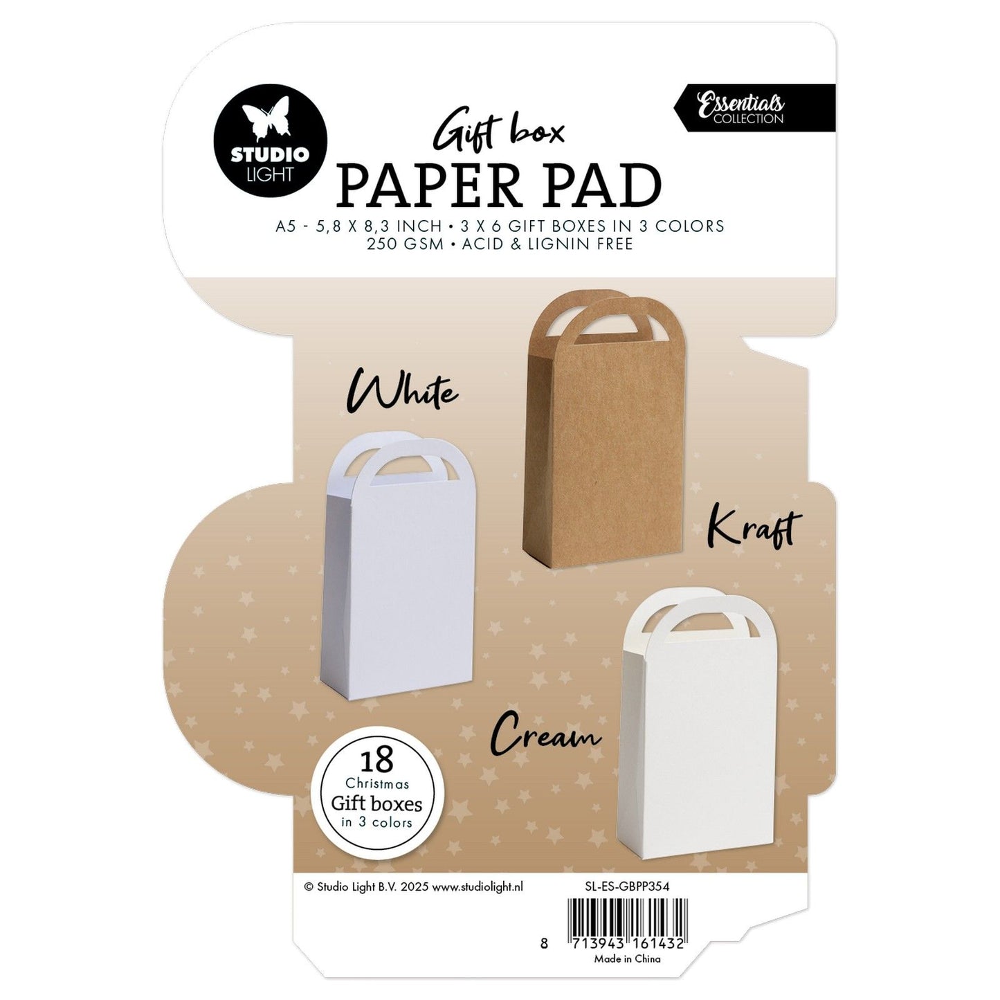 Studioleuchte • Essentials-Geschenkbox, Papierblock, Geschenktüte