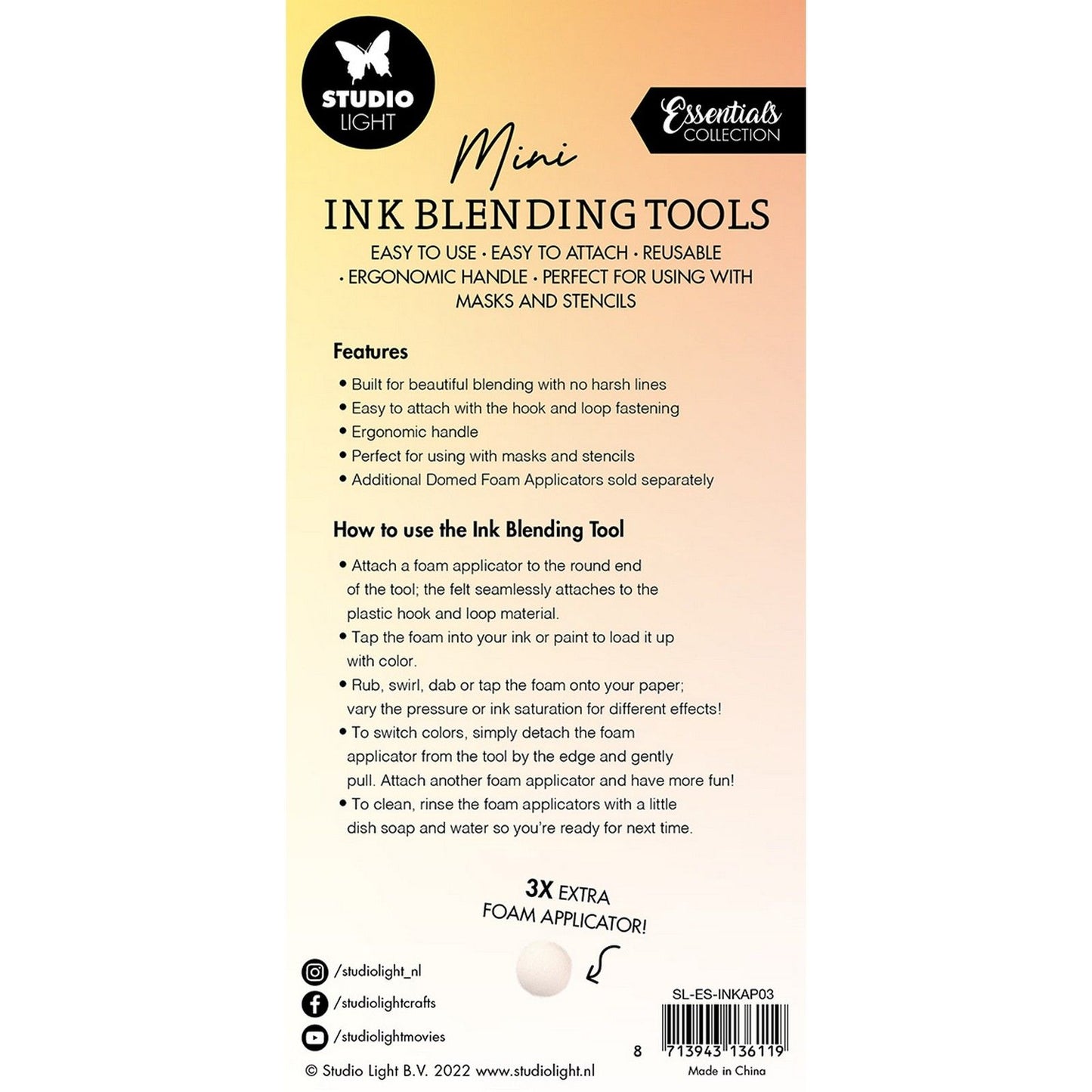 Studioleuchte • Essentials-Tintenmischwerkzeuge + Ersatz-Schaumstoffpads 20 mm, 6 Stück
