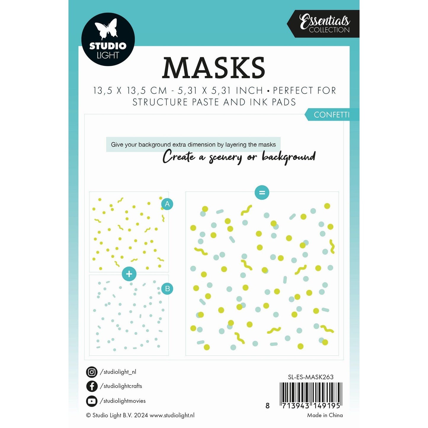 Studiolicht • Essentials-Maske, Schablone, Konfetti