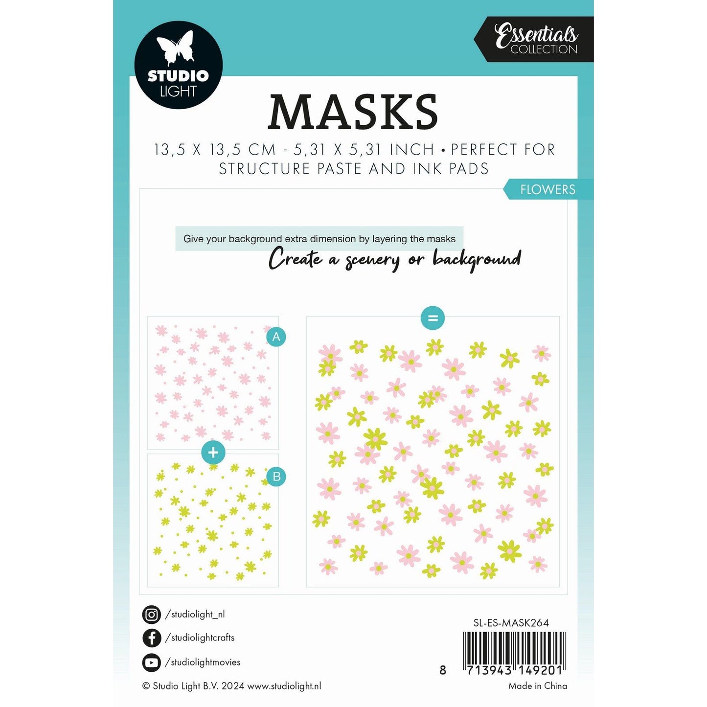 Studiolicht • Essentials-Maske, Schablonenblumen