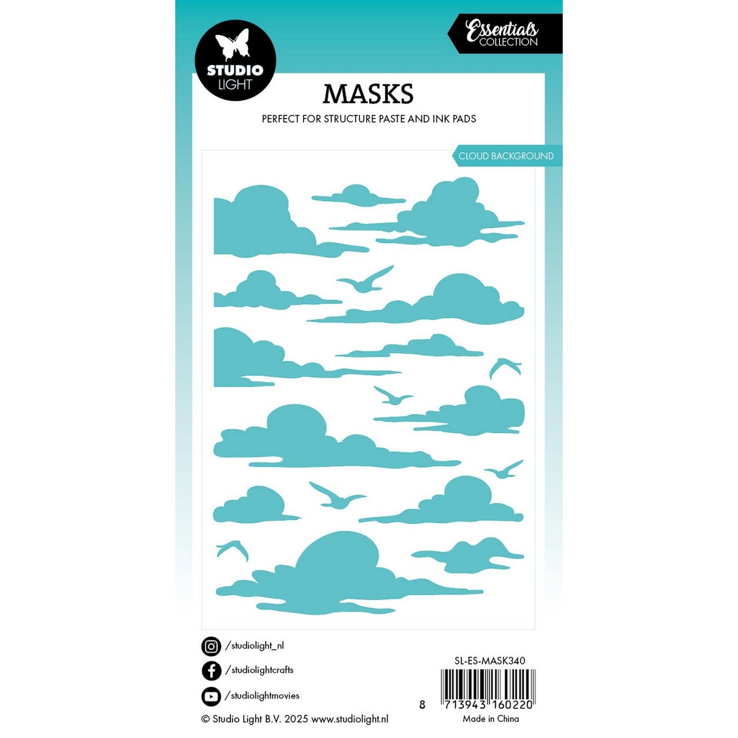 Studiolicht • Essentials-Maske, Schablone, Wolkenhintergrund