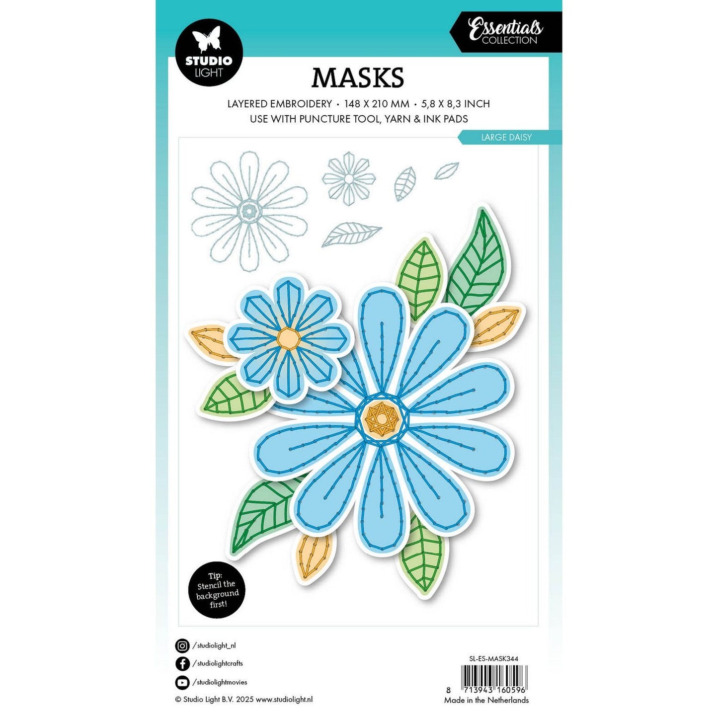 Studiolicht • Essentials-Maskenstickerei – großes Gänseblümchen