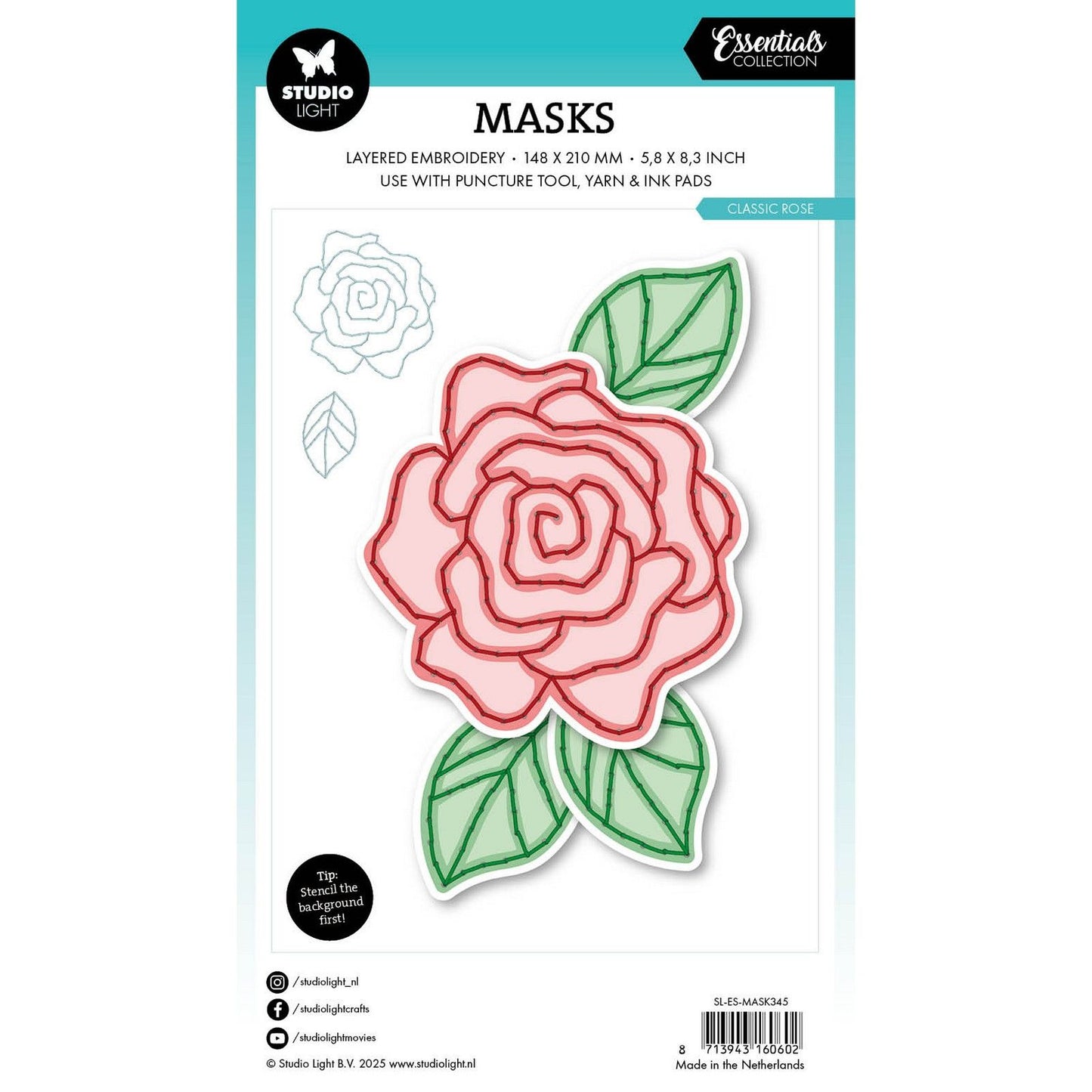 Studiolicht • Essentials-Maskenstickerei – klassisches Rosa